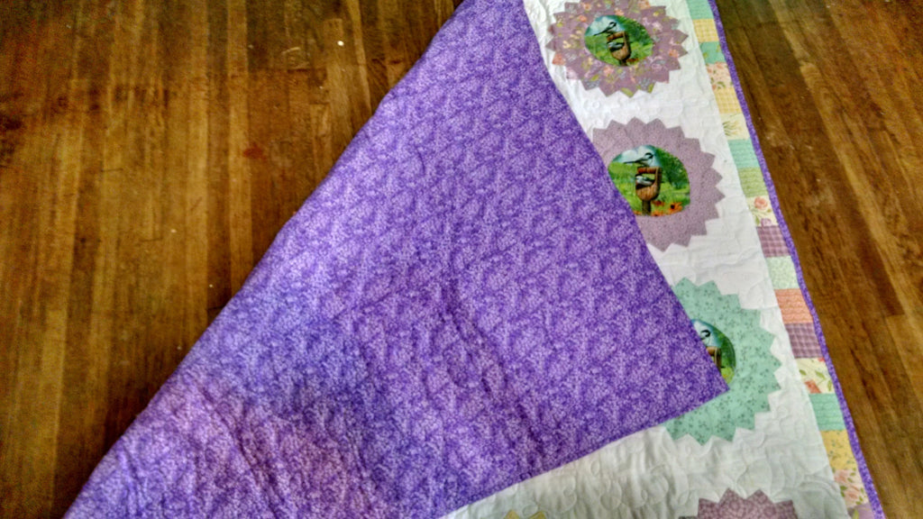 Personalized Bird & Flower Quilt - Handmade Throw Blanket comforter bedspread duvet cover gift idea