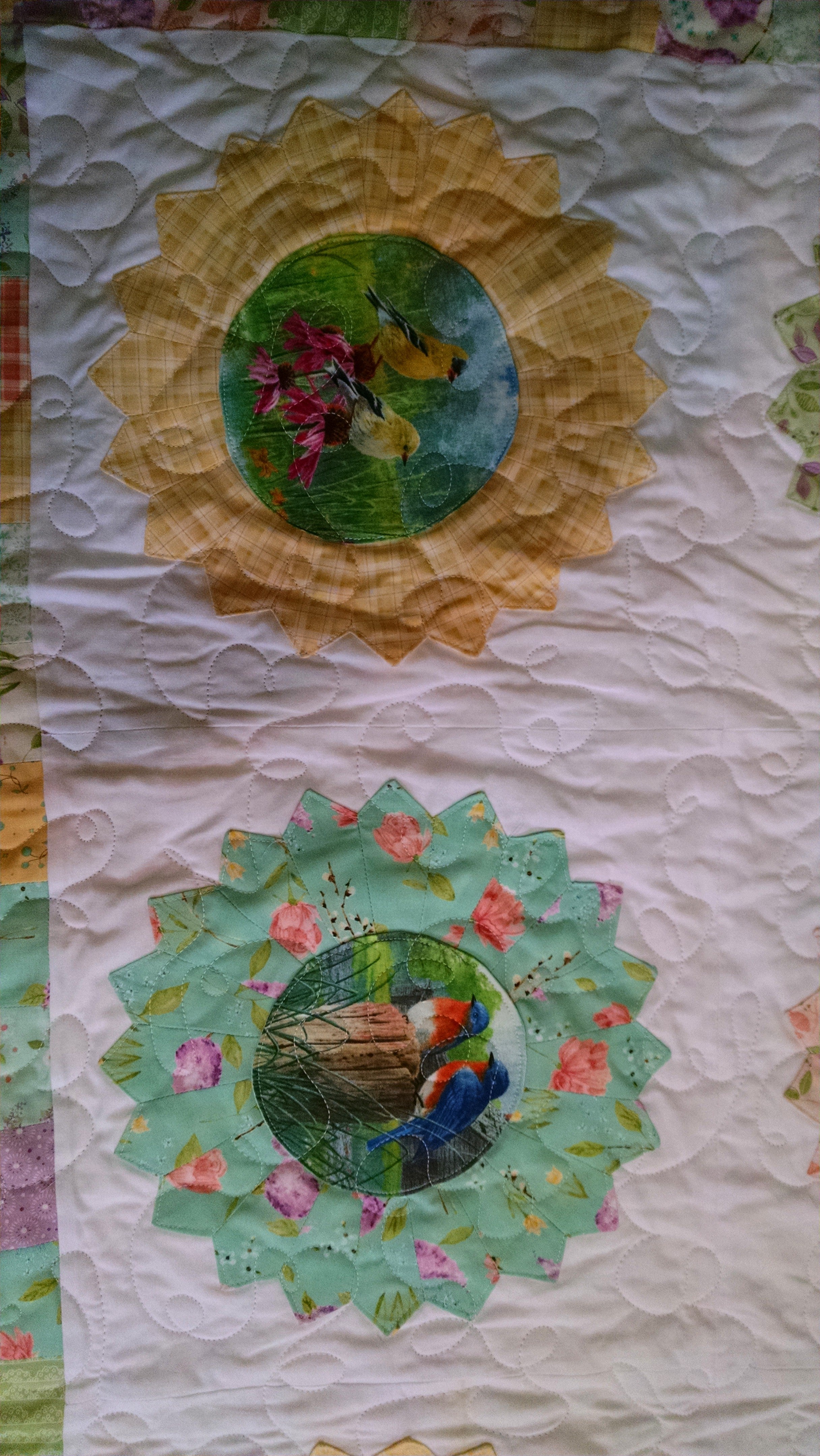 Personalized Bird & Flower Quilt - Handmade Throw Blanket comforter bedspread duvet cover gift idea