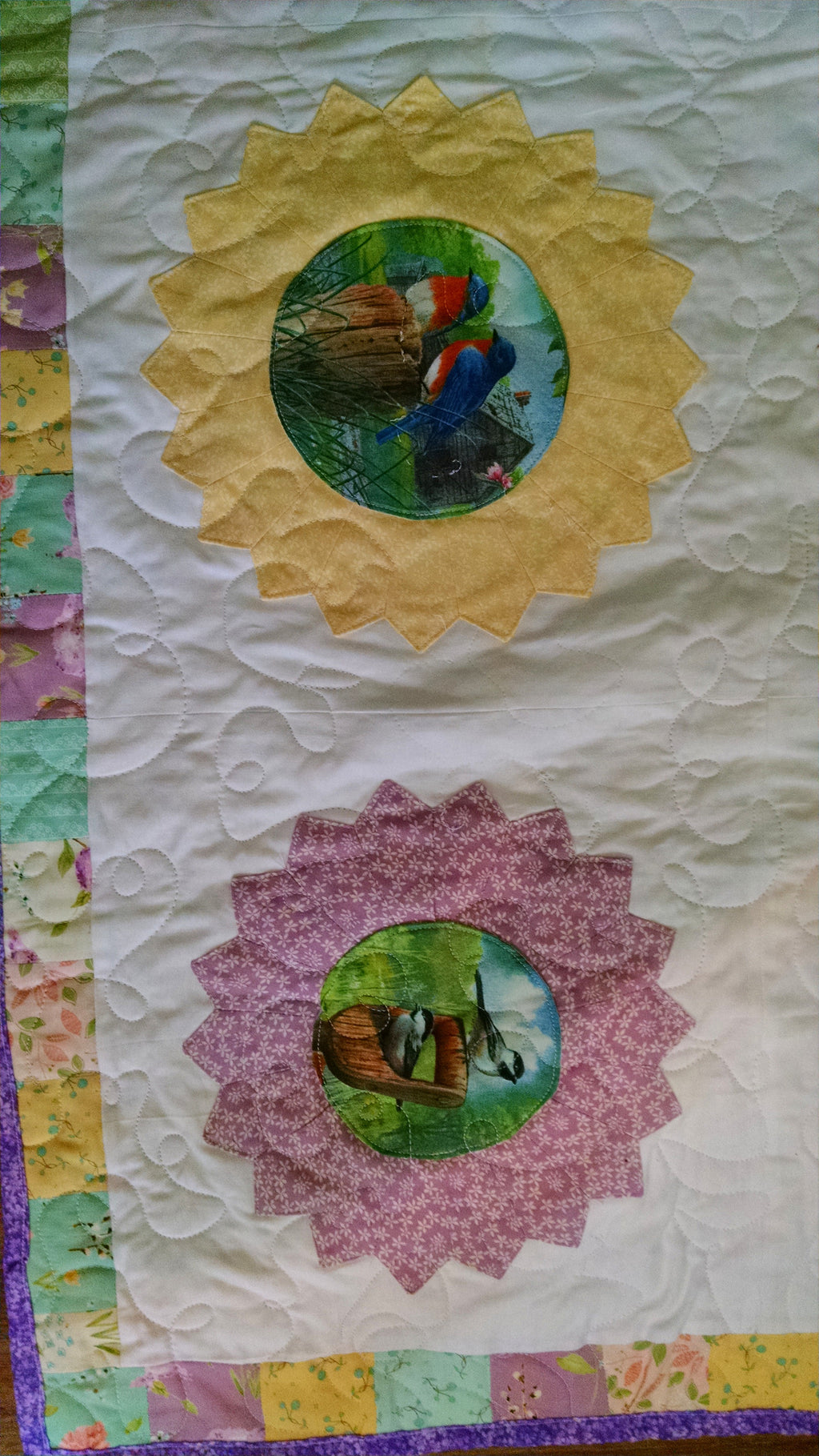 Personalized Bird & Flower Quilt - Handmade Throw Blanket comforter bedspread duvet cover gift idea