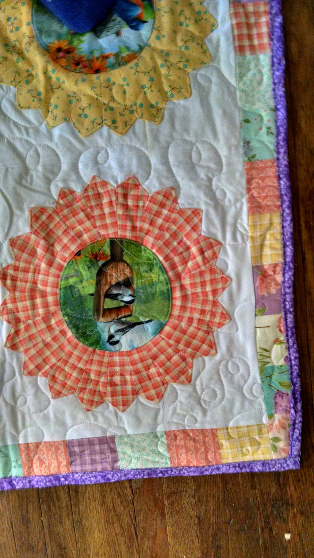 Personalized Bird & Flower Quilt - Handmade Throw Blanket comforter bedspread duvet cover gift idea