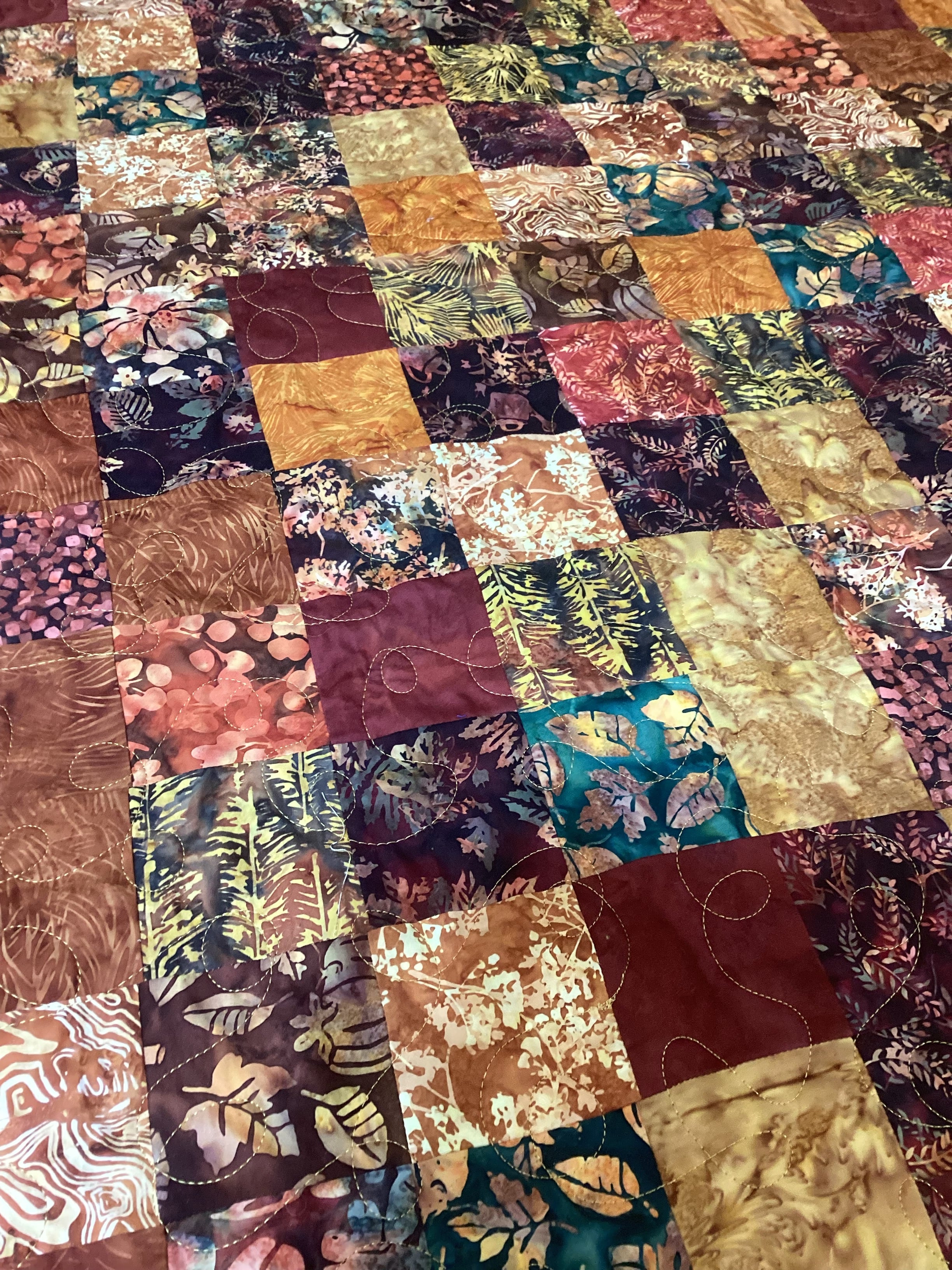 Handmade King Quilt – Earthy Brown Tones, Cotton Patchwork Bedspread