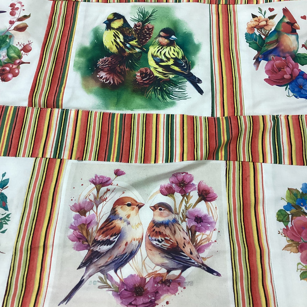 Handmade Bird Lap Quilt - Colorful Baby Blanket baby quilt baby blanket nursery decor new born gift idea