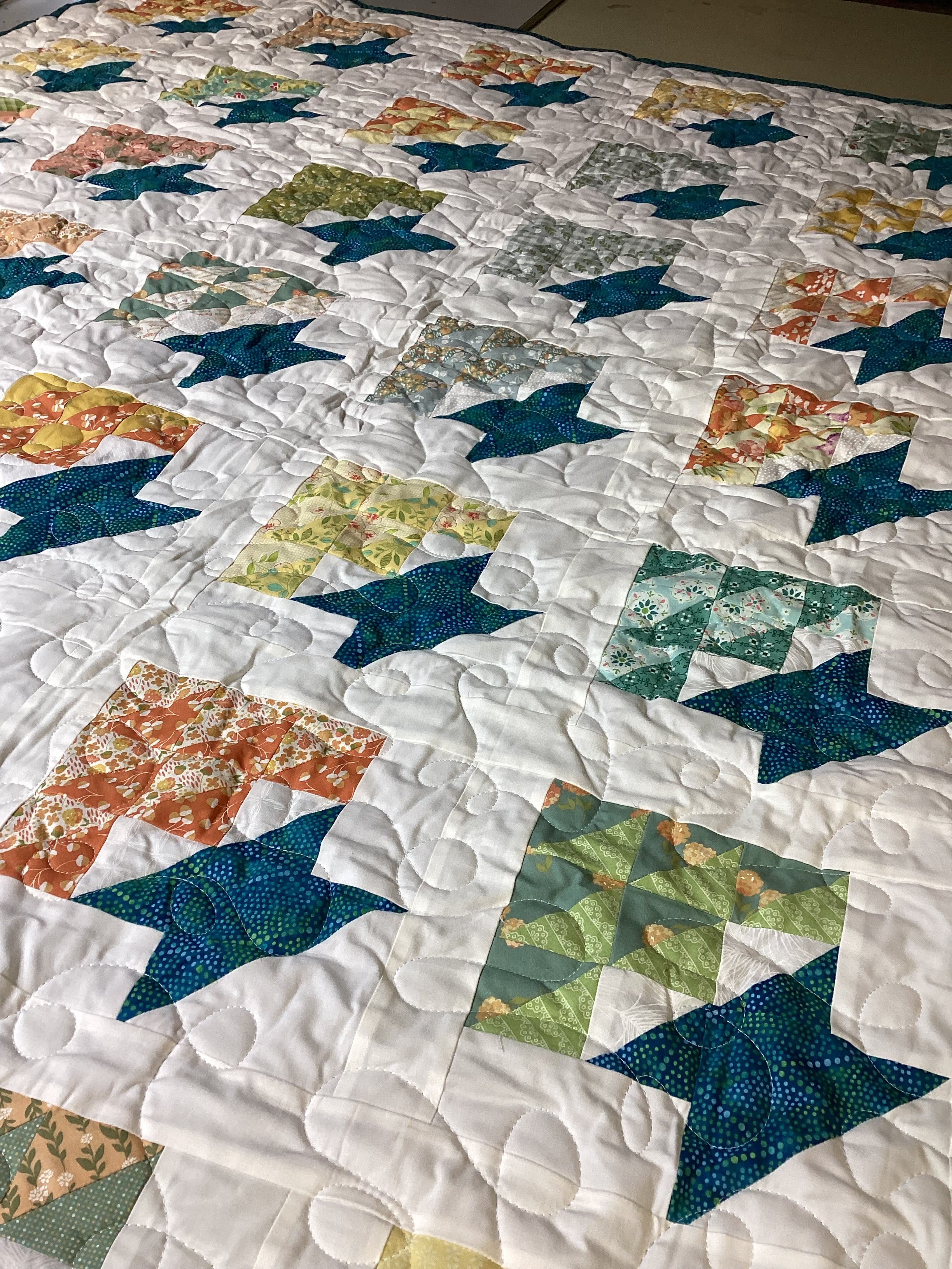 Handmade Modern Twin Quilt - Teal Reversible Bedding - Cozy Home Decor Gift  comforter bedspread gift idea