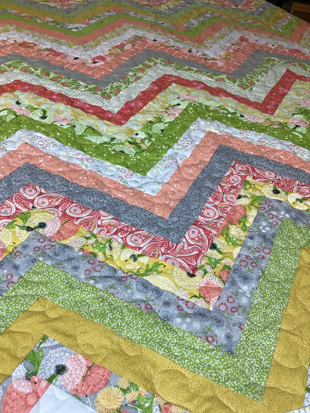 Handmade Chevron Pattern King Size Quilt – Soft Pastel Colors, Personalized comforter bedspread duvet cover throw blanket