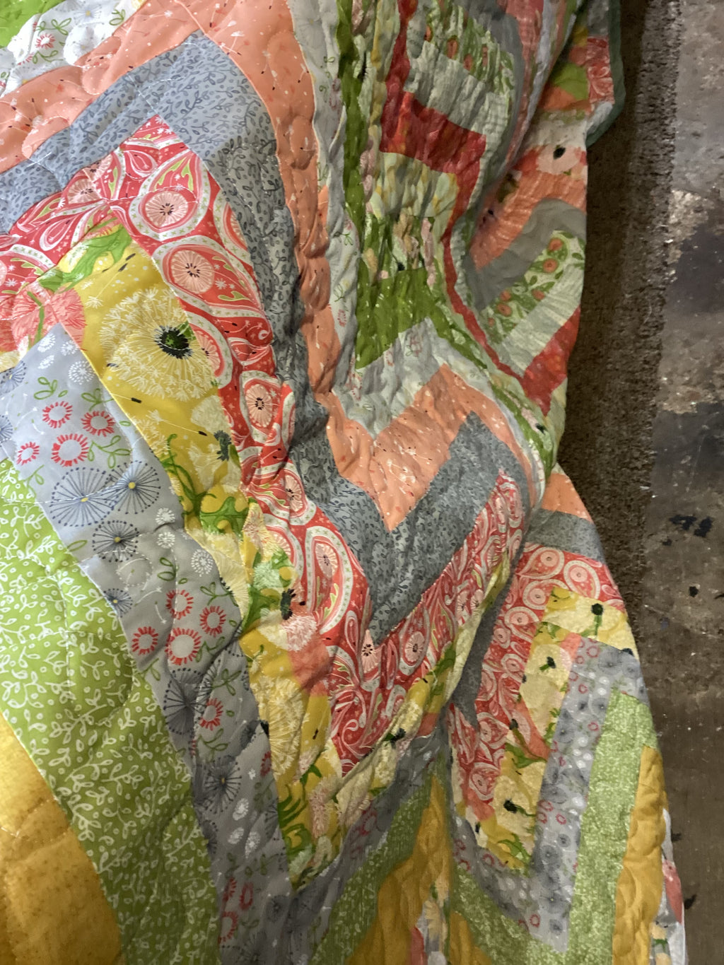 Handmade Chevron Pattern King Size Quilt – Soft Pastel Colors, Personalized comforter bedspread duvet cover throw blanket