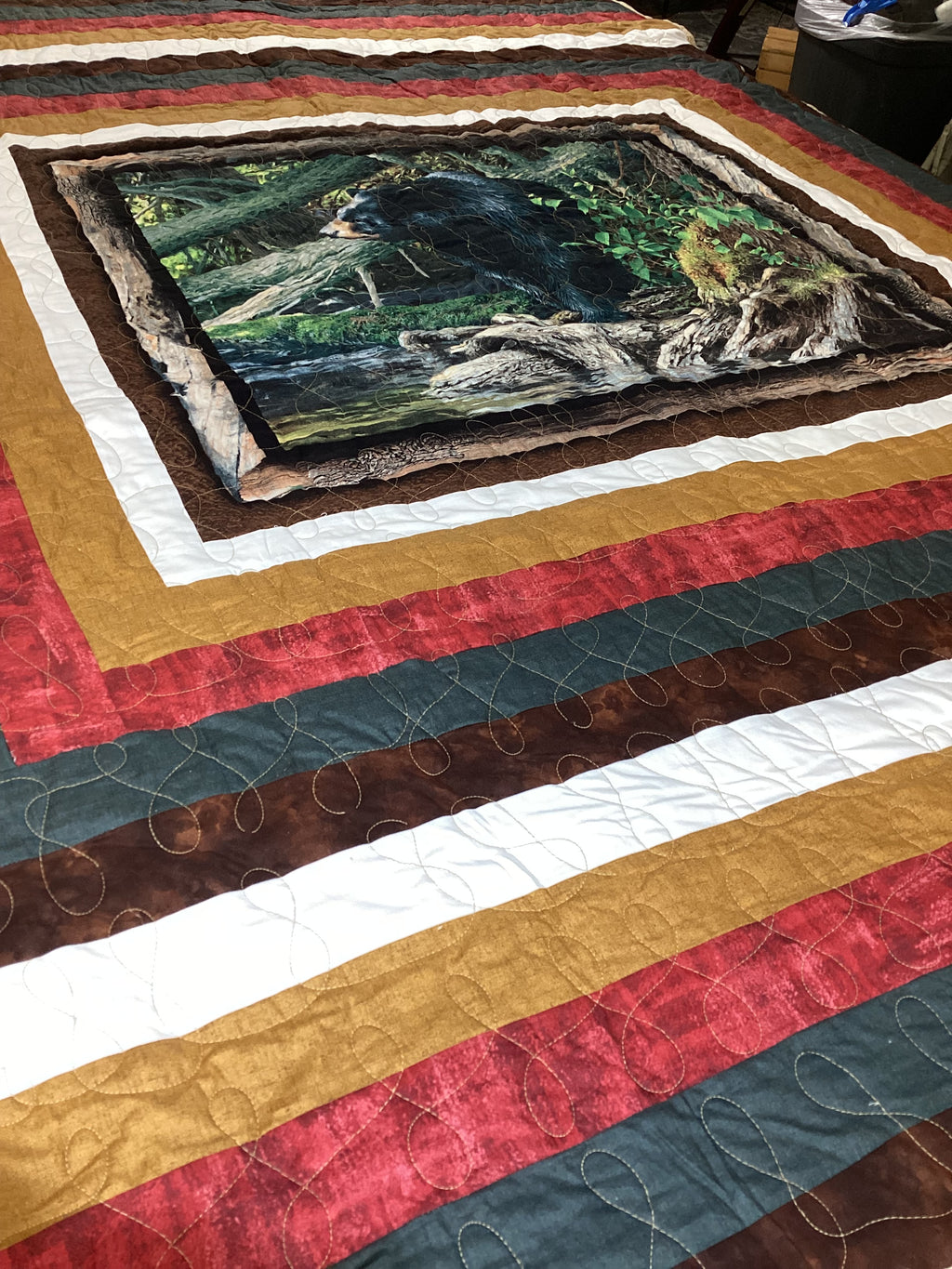 Bear Hugs Quilt & Pillow Set – Handcrafted Full/Queen Cotton Quilt for Cozy Nights" comforter bedspread duvet cover throw blanket