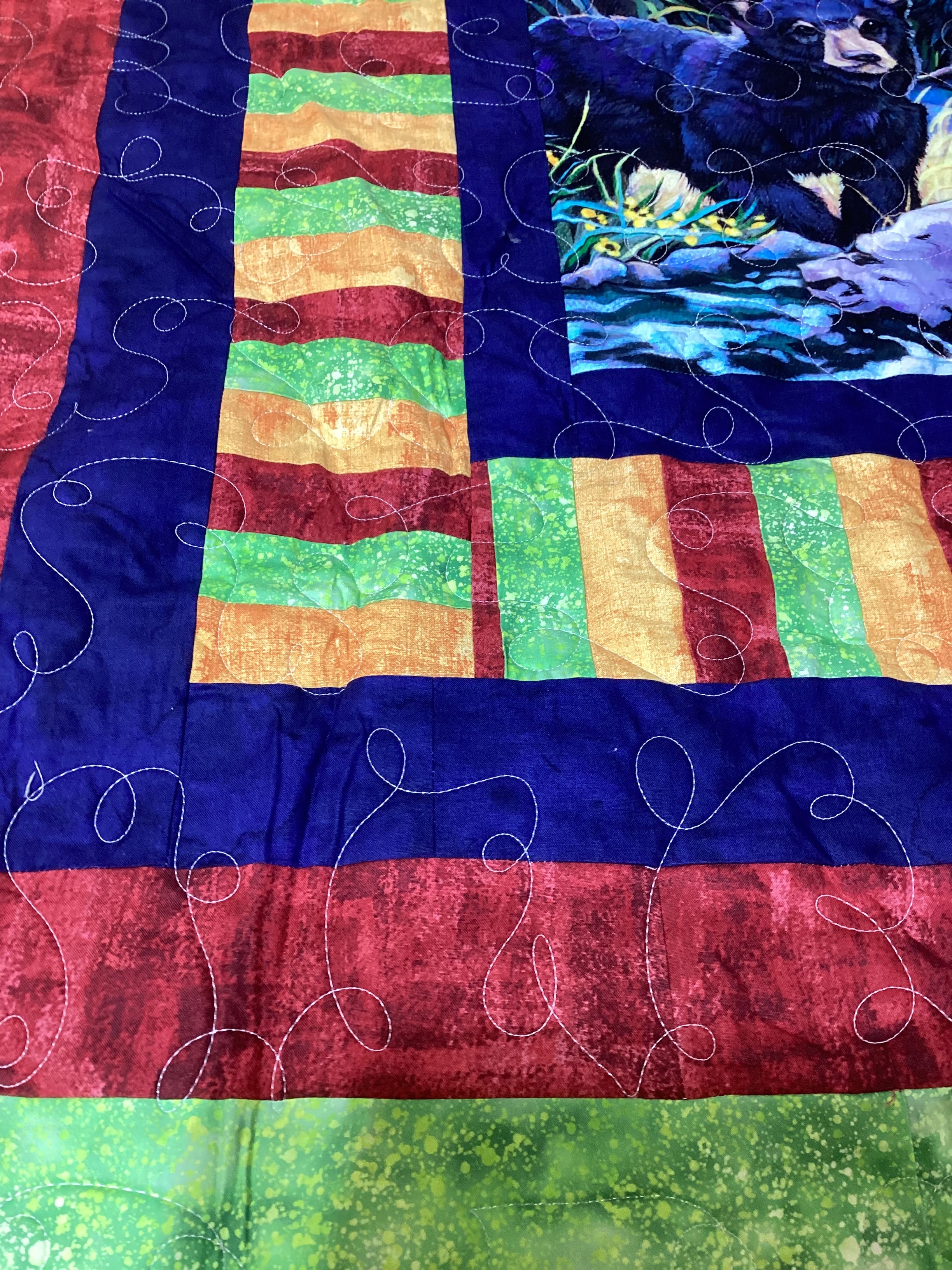 Enchanting Bear Hugs Quilt – Handmade Queen Size comforter bedspread duvet cover throw blanket