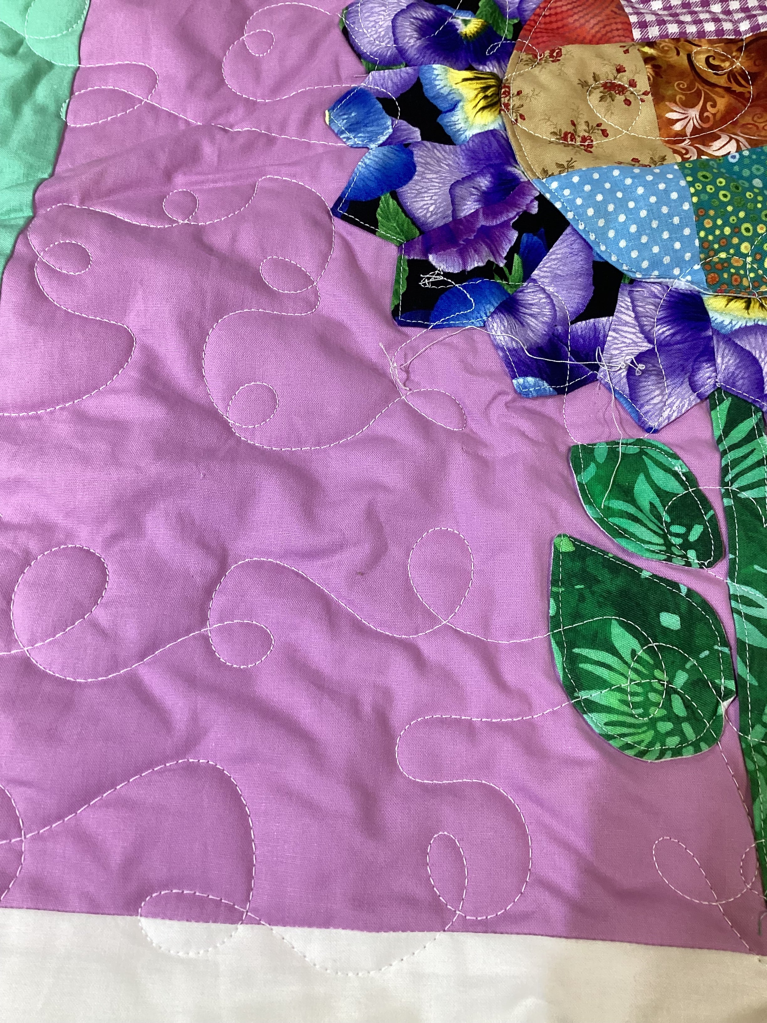 Handmade Appliqué Flower Quilt – Vibrant Rainbow Floral Throw Blanket baby quilt blanket  comforter bedspread nursey decor gift idea