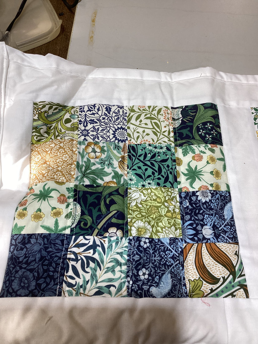 Handmade Blue Floral Cotton Pillow & Bed Runner Set comforter bedspread gift idea