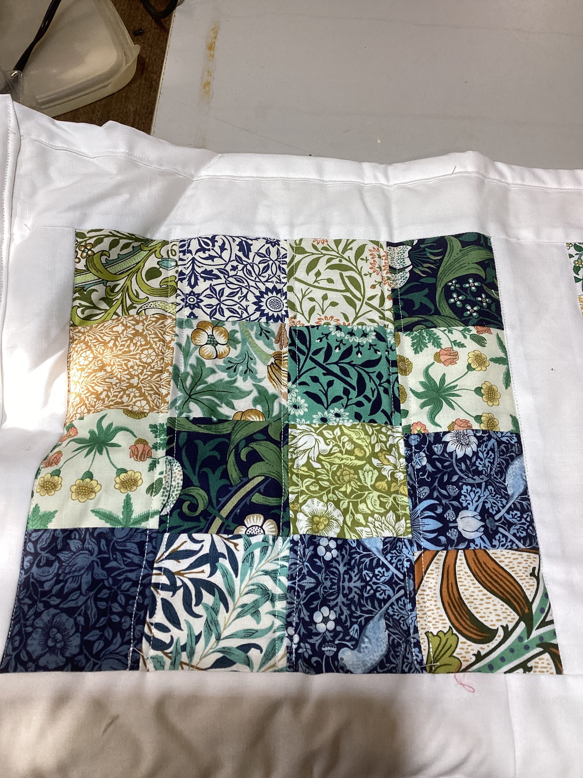 Handmade Blue Floral Cotton Pillow & Bed Runner Set comforter bedspread gift idea