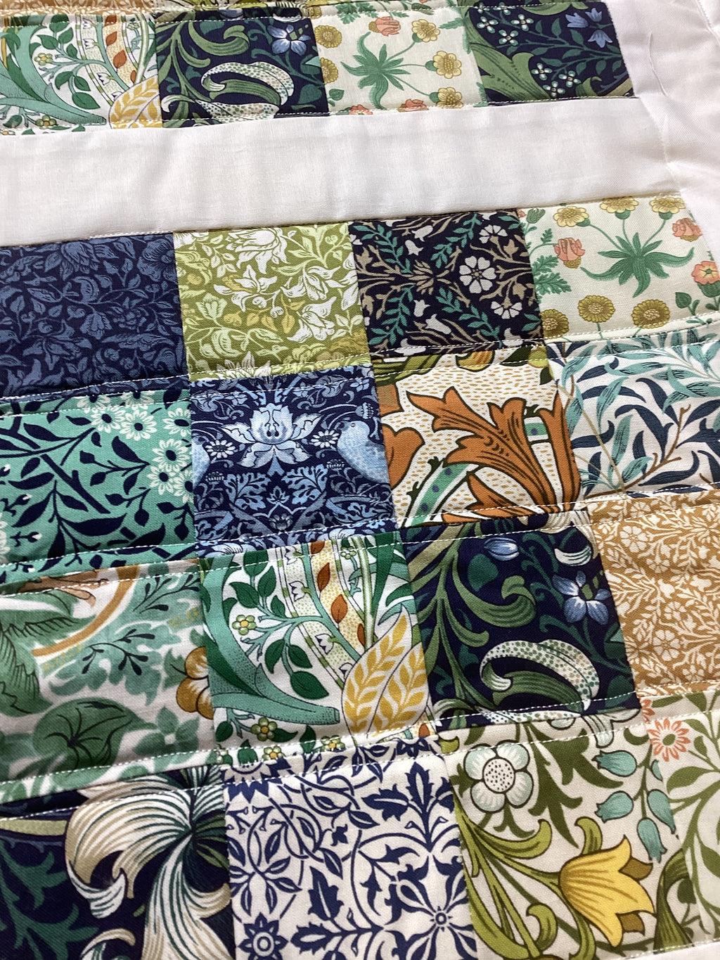 Handmade Blue Floral Cotton Pillow & Bed Runner Set comforter bedspread gift idea