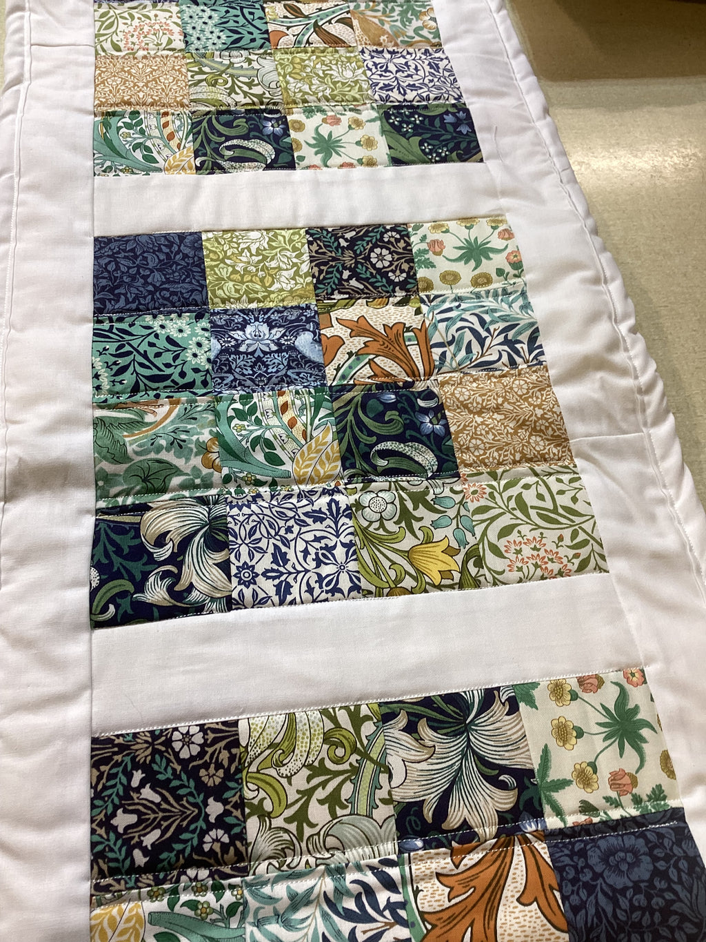 Handmade Blue Floral Cotton Pillow & Bed Runner Set comforter bedspread gift idea