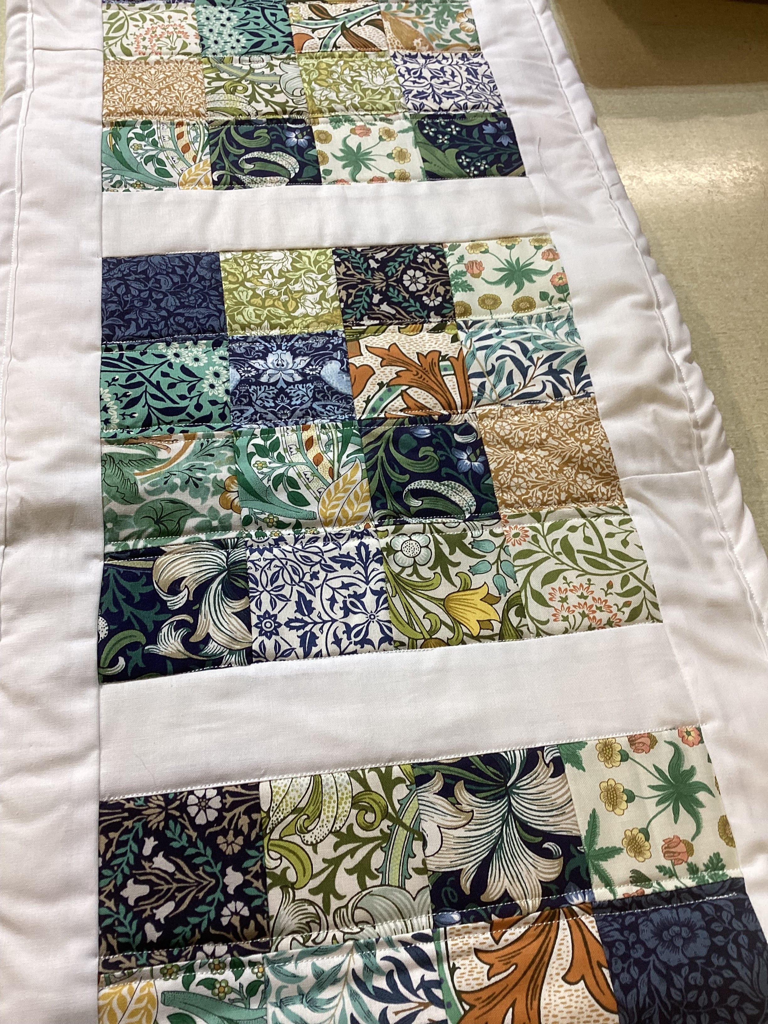 Handmade Blue Floral Cotton Pillow & Bed Runner Set comforter bedspread gift idea