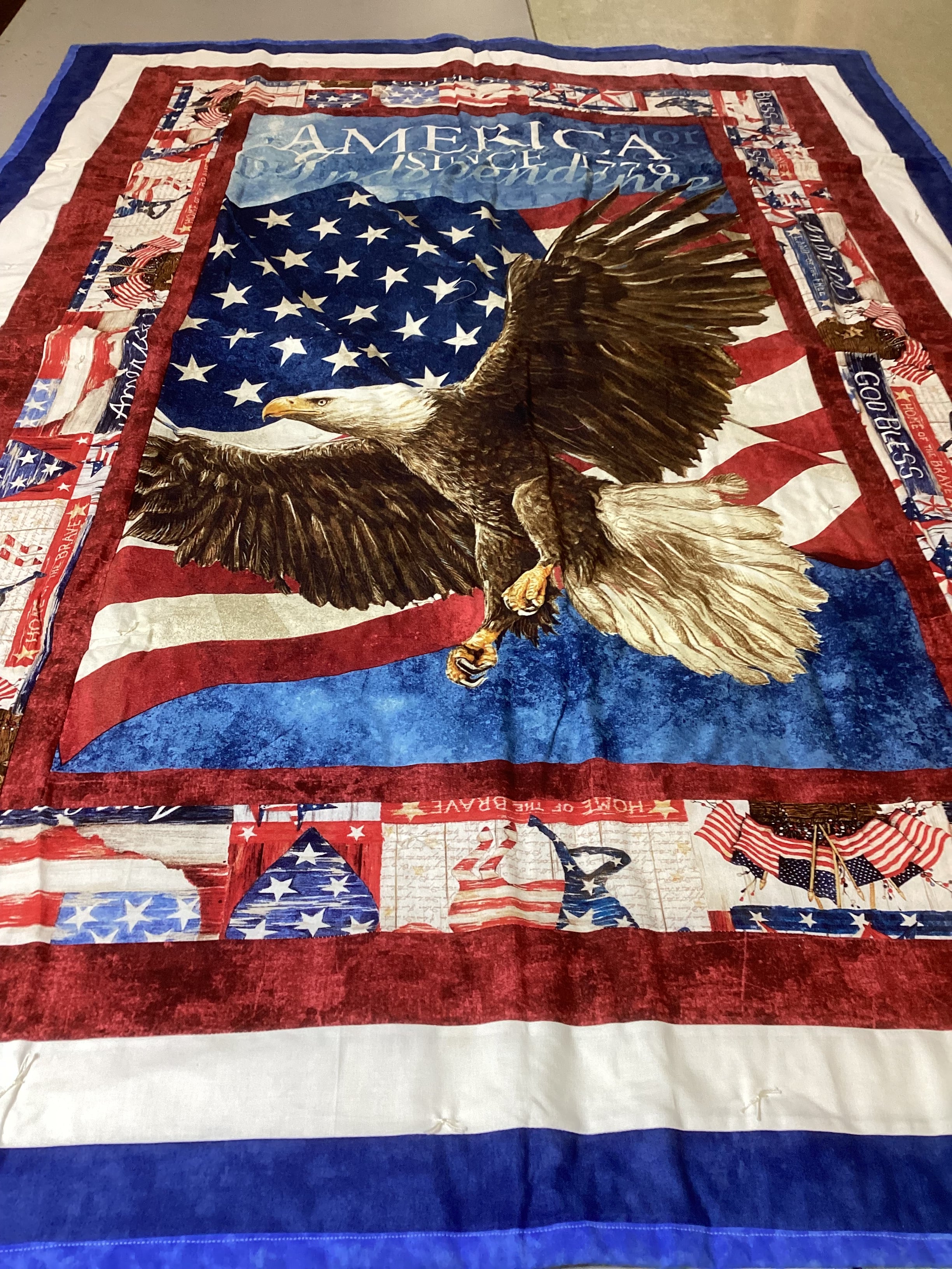 All American Eagle Quilt – Hand-Tied Cotton Throw Blanket, Patriotic Home Decor