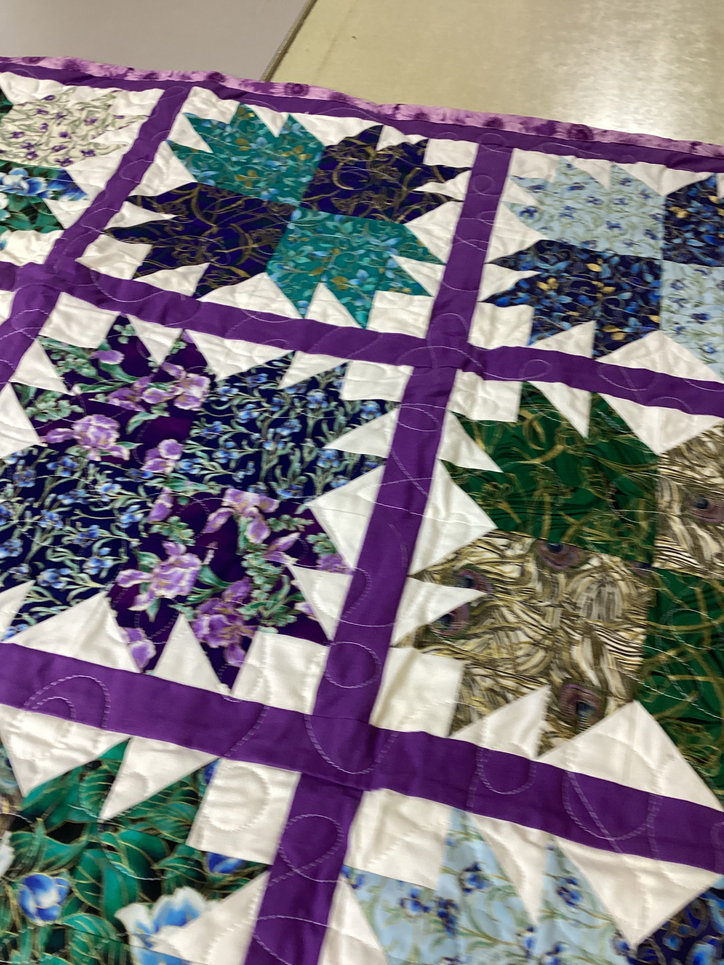Handmade Purple Star Quilt baby quilt blanket lap quilt  nursery decor baby shower gift comforter duvet cover throw  bedspread