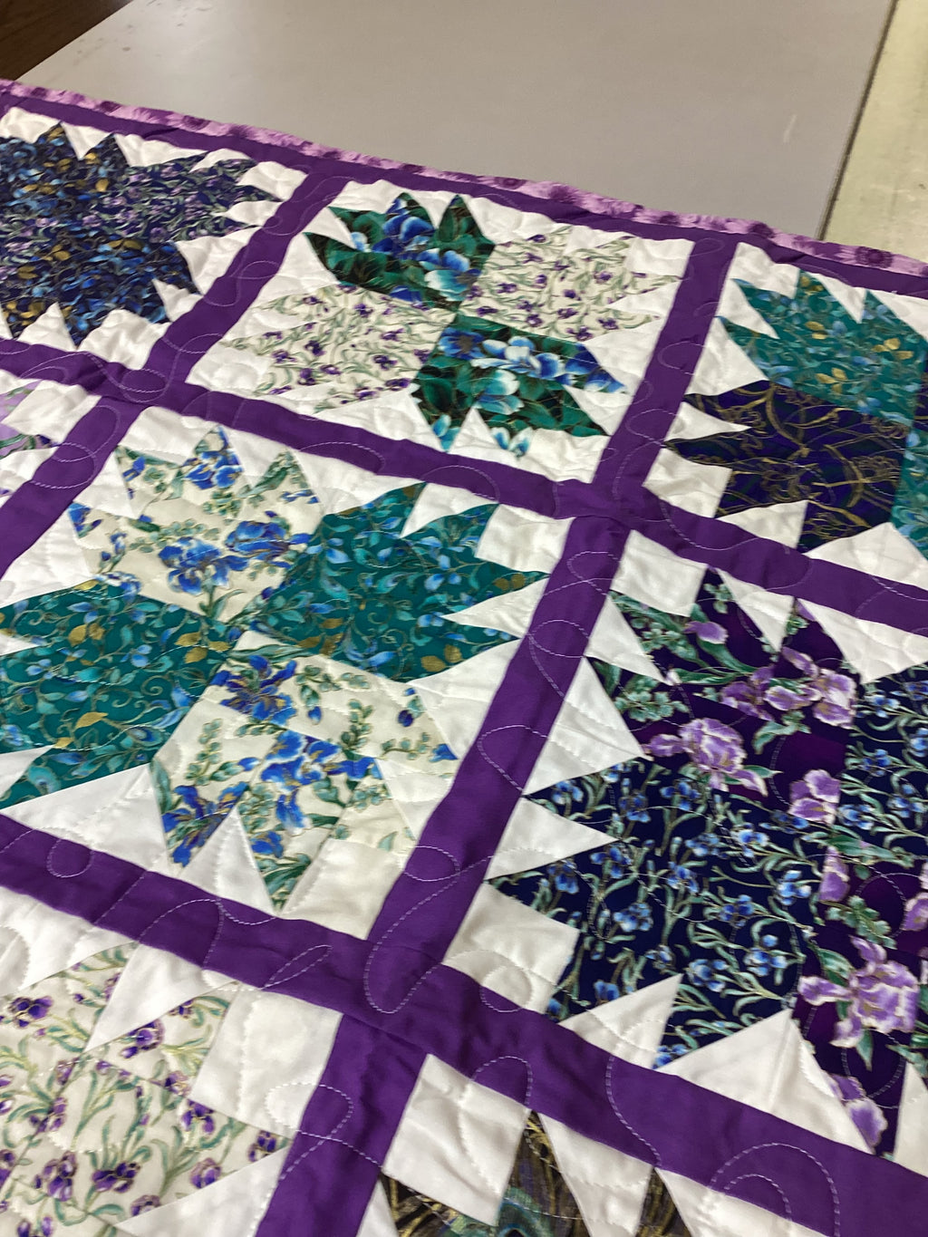 Handmade Purple Star Quilt baby quilt blanket lap quilt  nursery decor baby shower gift comforter duvet cover throw  bedspread