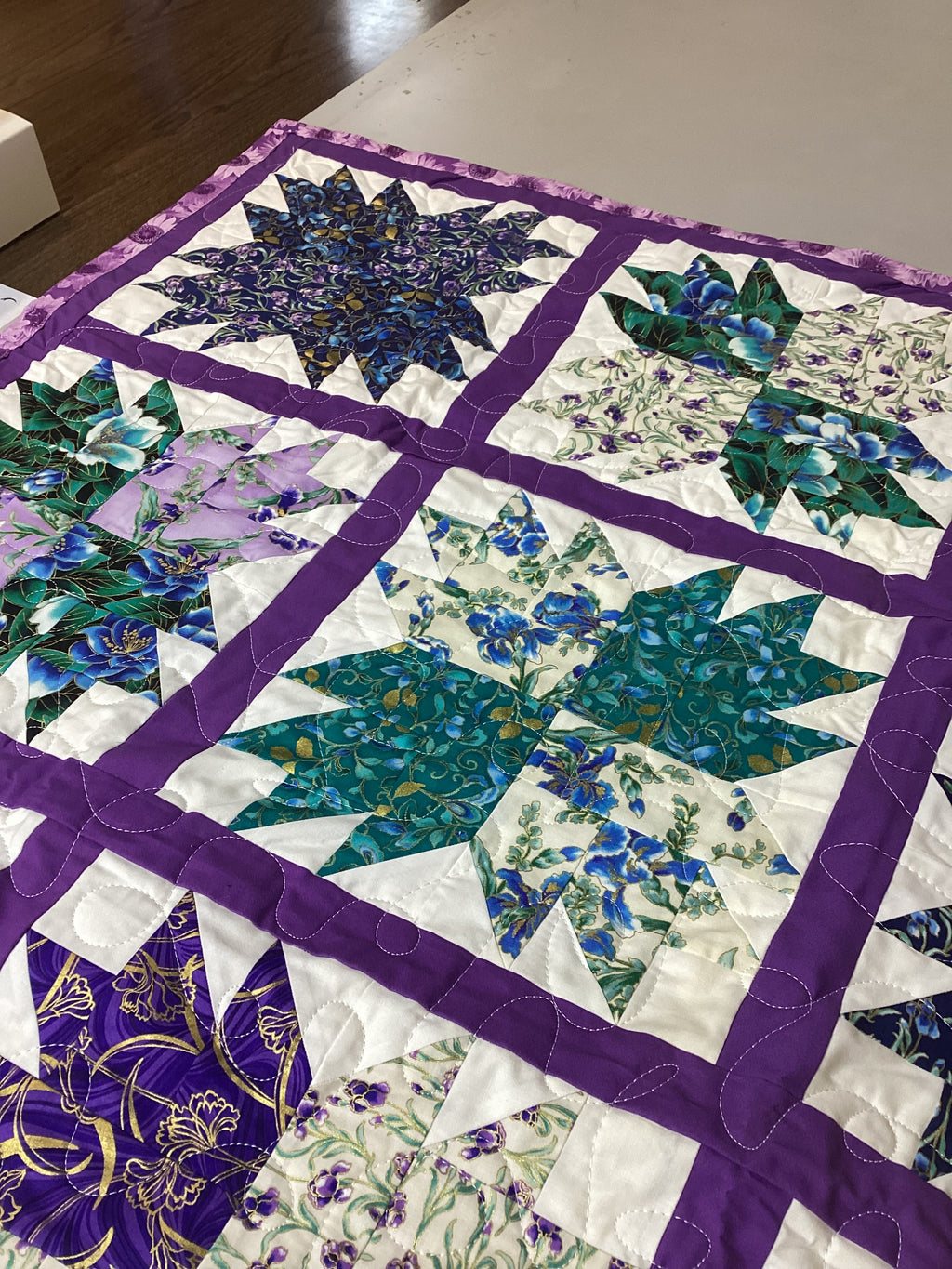 Handmade Purple Star Quilt baby quilt blanket lap quilt  nursery decor baby shower gift comforter duvet cover throw  bedspread