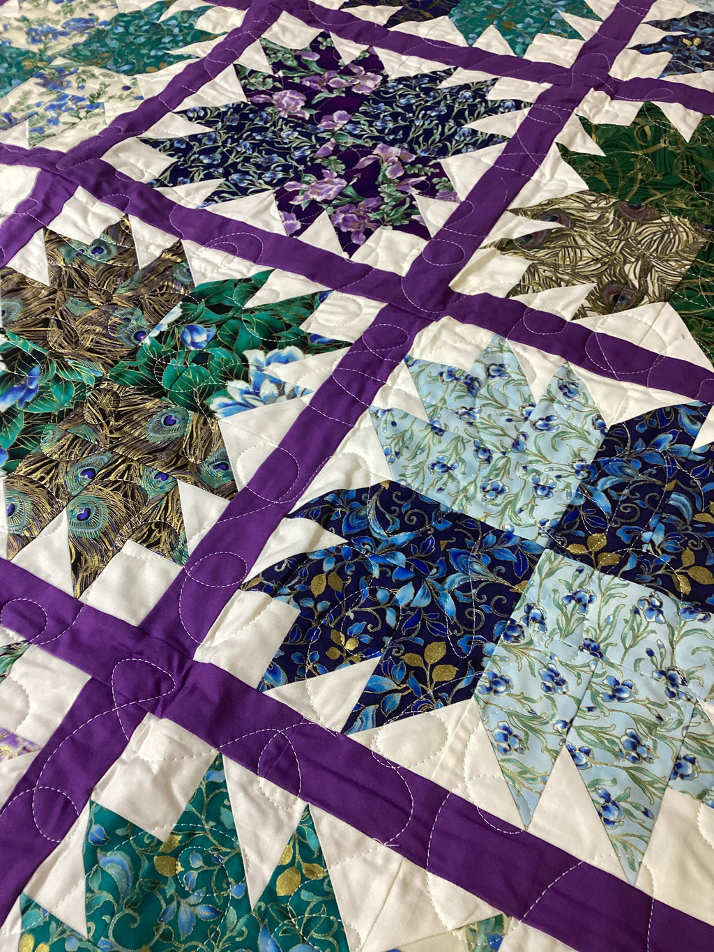 Handmade Purple Star Quilt baby quilt blanket lap quilt  nursery decor baby shower gift comforter duvet cover throw  bedspread