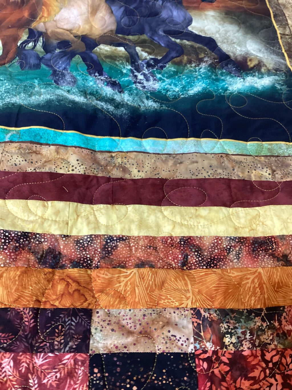 Handmade Horse Quilt Full Size – One-of-a-Kind Running Horses Blanket comforter bedspread duvet cover throw blanket
