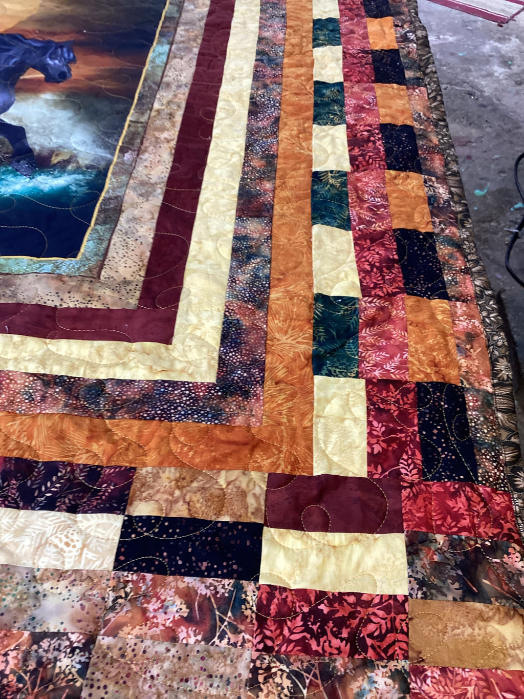 Handmade Horse Quilt Full Size – One-of-a-Kind Running Horses Blanket comforter bedspread duvet cover throw blanket