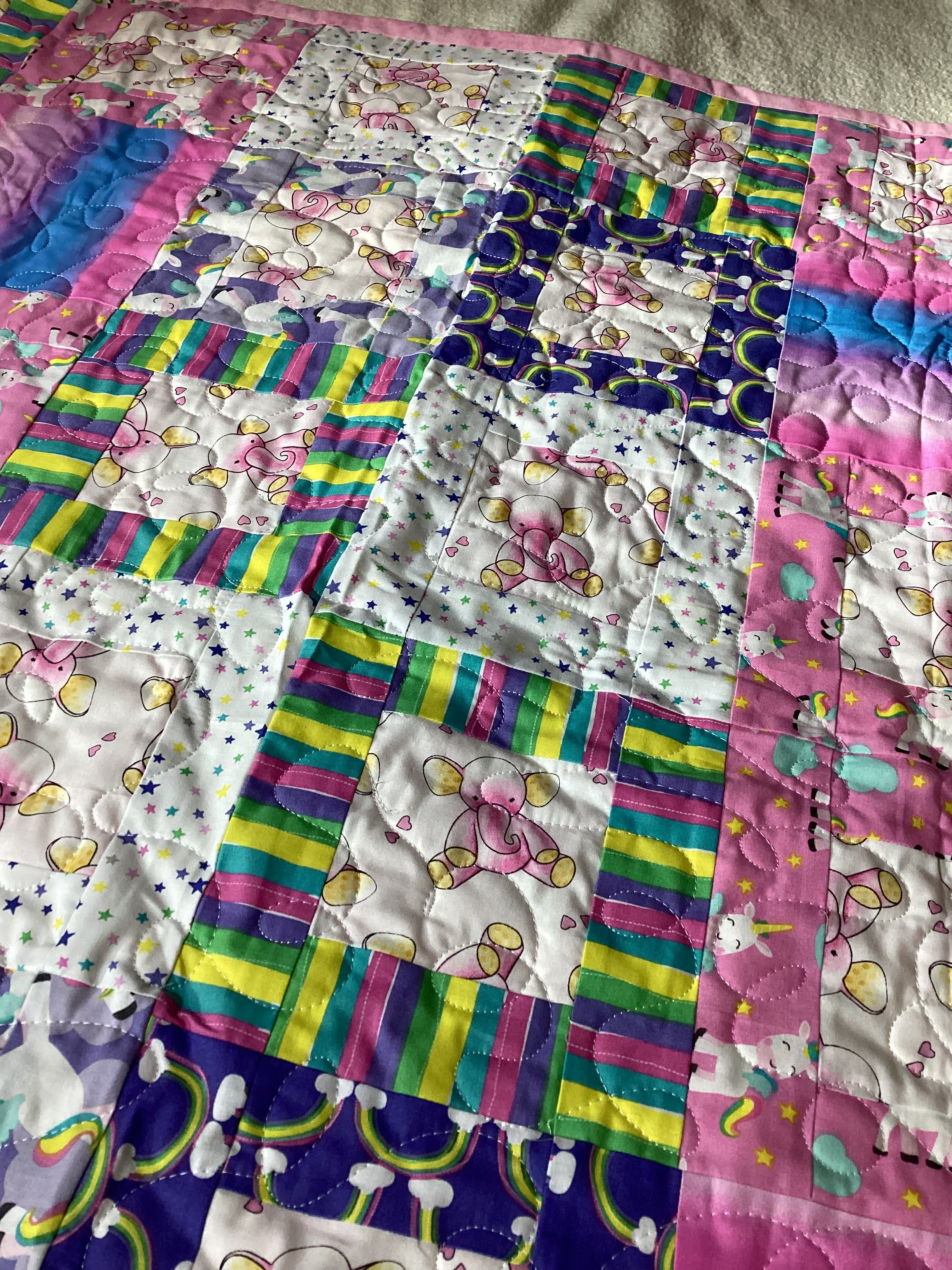 Handmade Pink Floral Baby Quilt or Lap Blanket Lap Quilt baby blanket baby shower gift new born nursery decor bedspread