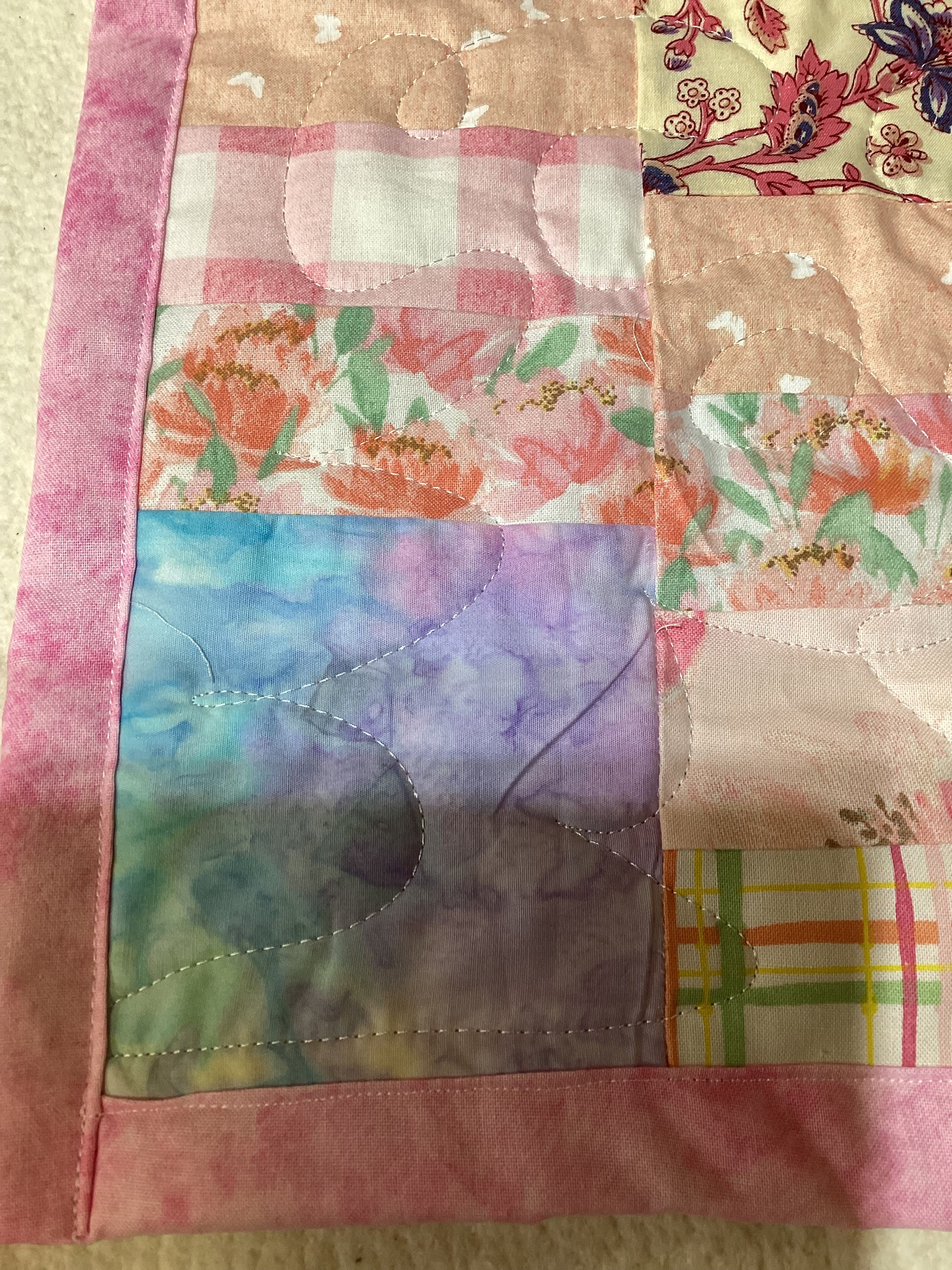 Handmade Shades of Pink Twin or Throw Quilt – One of a Kind Patchwork Blanket  comforter bedspread duvet cover