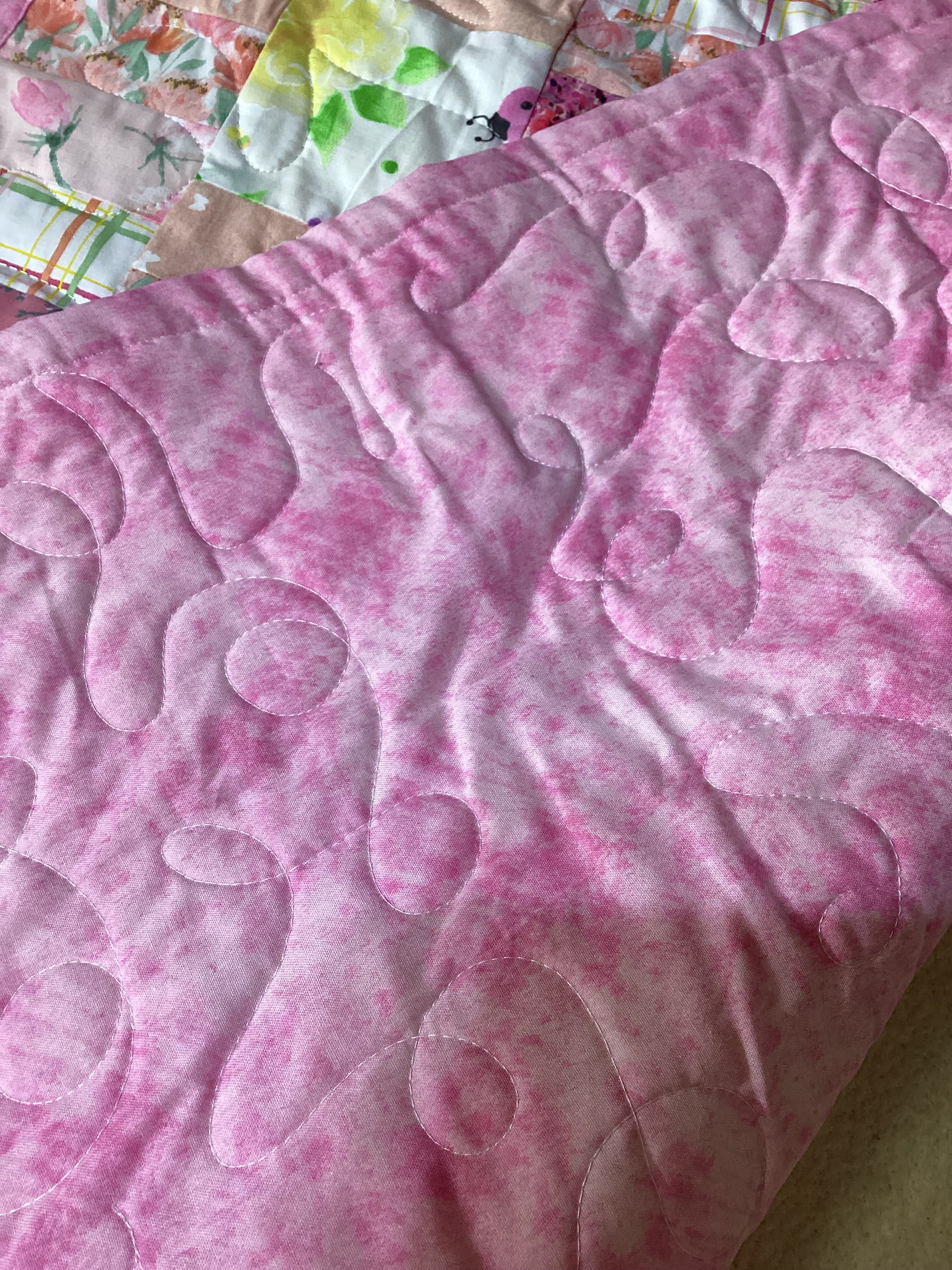 Handmade Shades of Pink Twin or Throw Quilt – One of a Kind Patchwork Blanket  comforter bedspread duvet cover