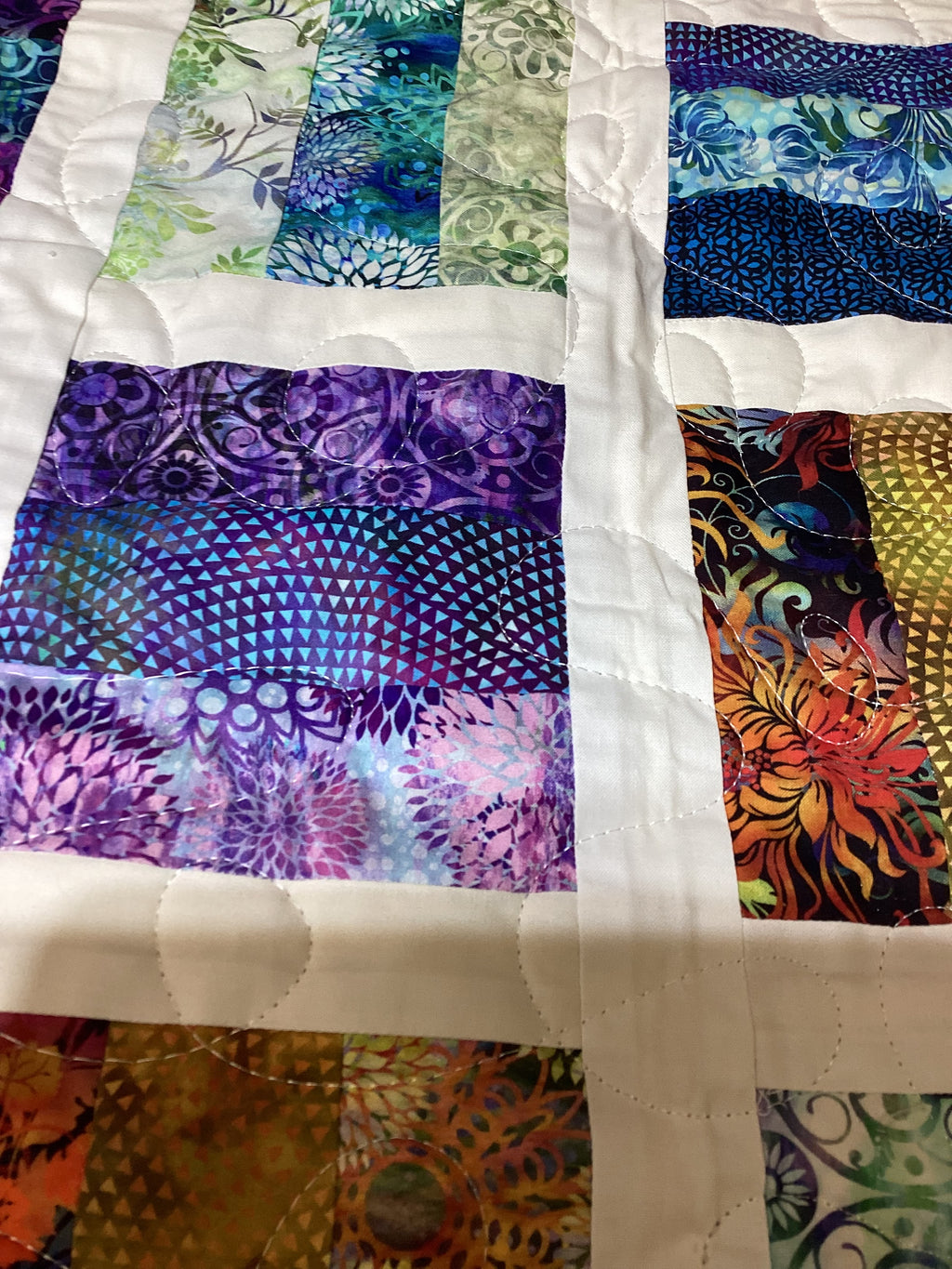 Handmade Rainbow Boho Quilt – Personalized Cotton Quilt Gift – Lap Quilt baby blanket baby shower gift new born nursery decor bedspread