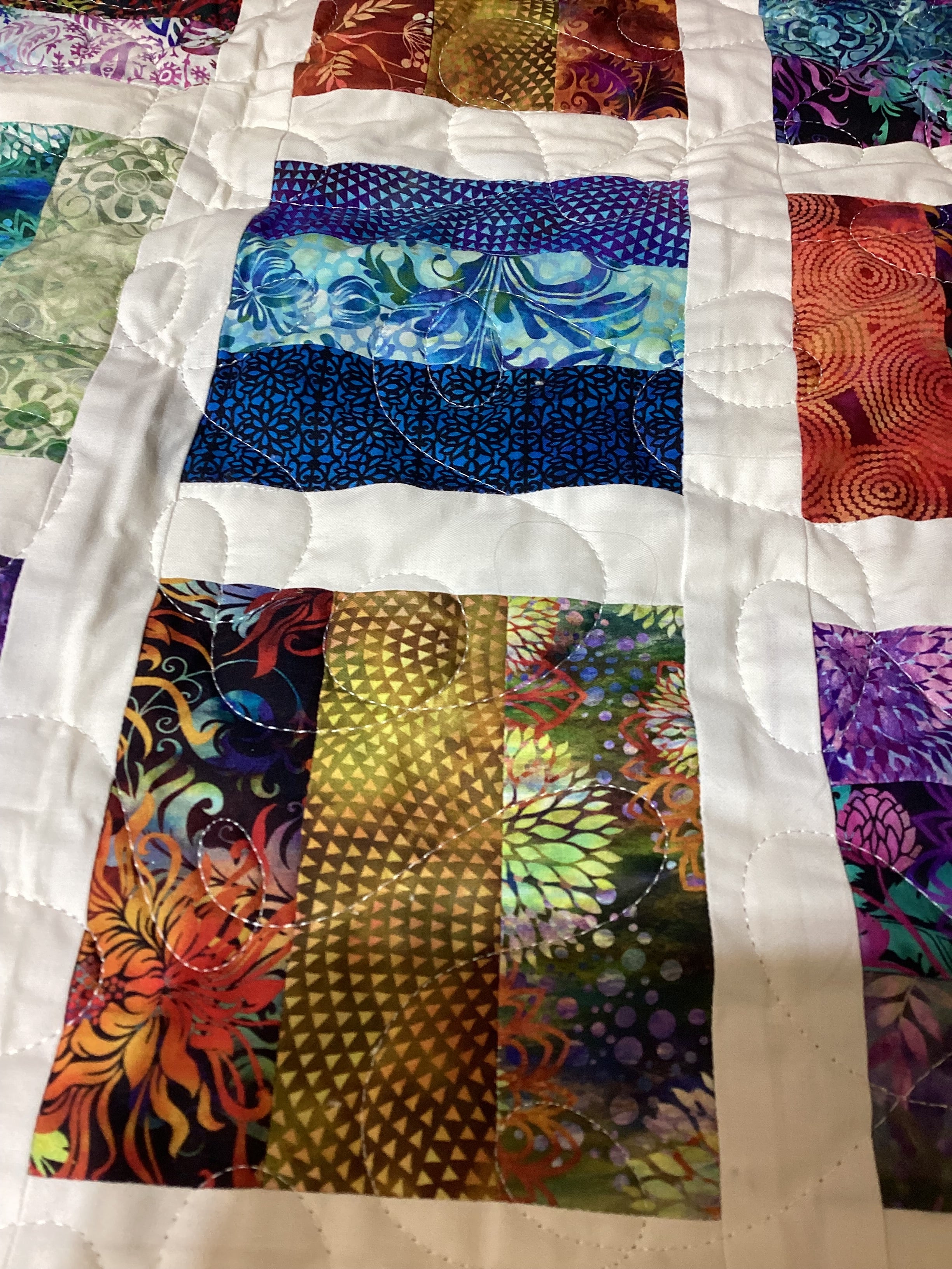 Handmade Rainbow Mosaic Baby Quilt – One of a Kind Colorful Patchwork Nursery Quilt, Baby Shower Gift