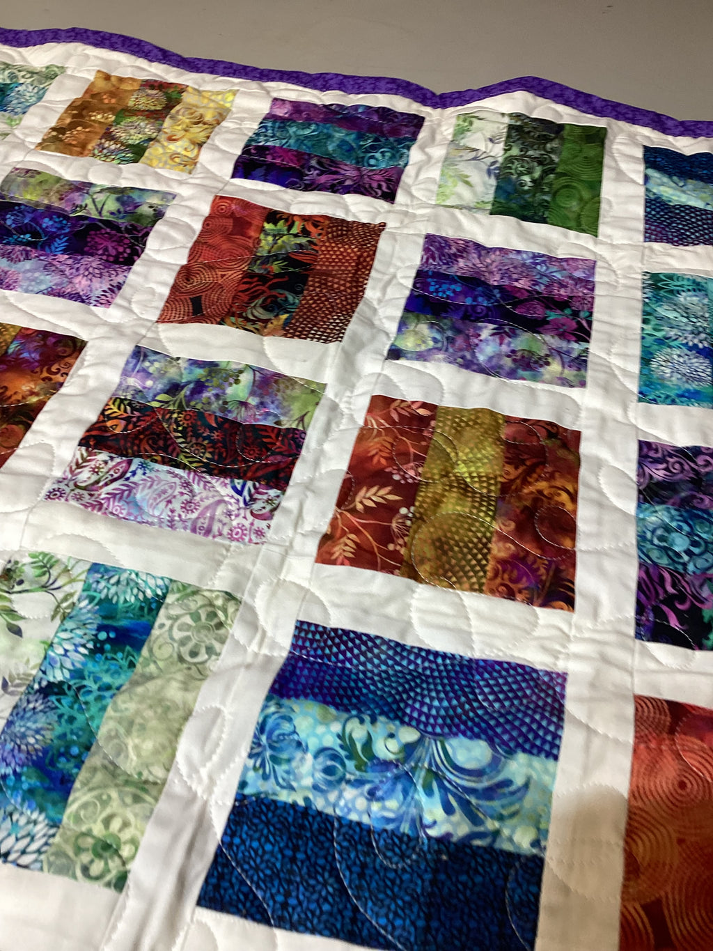 Handmade Rainbow Boho Quilt – Personalized Cotton Quilt Gift – Lap Quilt baby blanket baby shower gift new born nursery decor bedspread