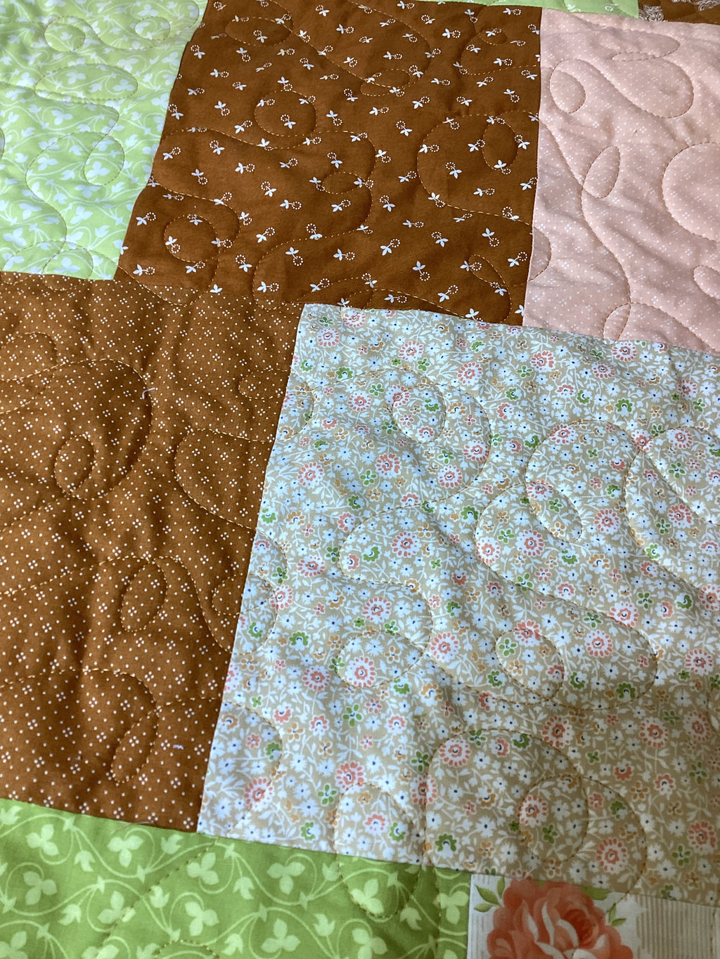Handmade Brown Tones Full Size Quilt – One of a Kind Cozy Heirloom Blanket,  comforter bedspread duvet cover