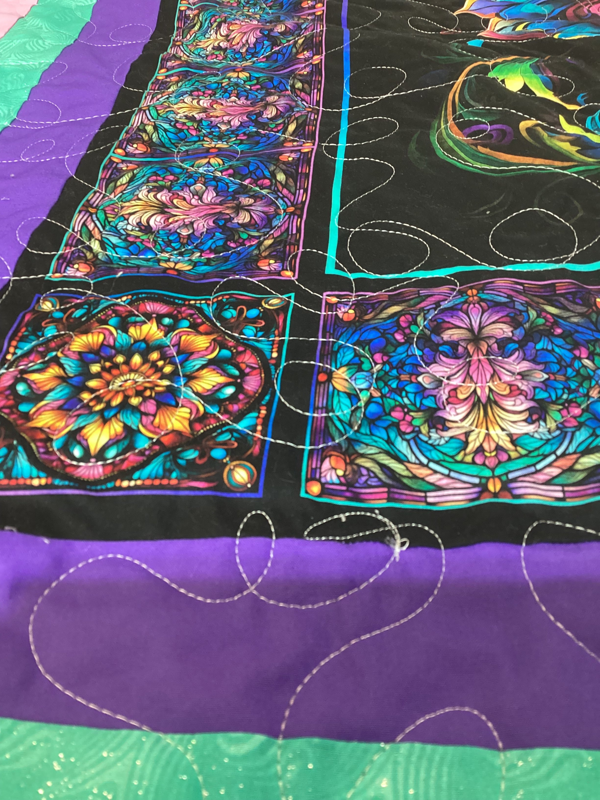 A One-of-a-Kind Butterfly & Dragonfly Reversible Heirloom Quilt comforter bedspread duvet cover throw blanket