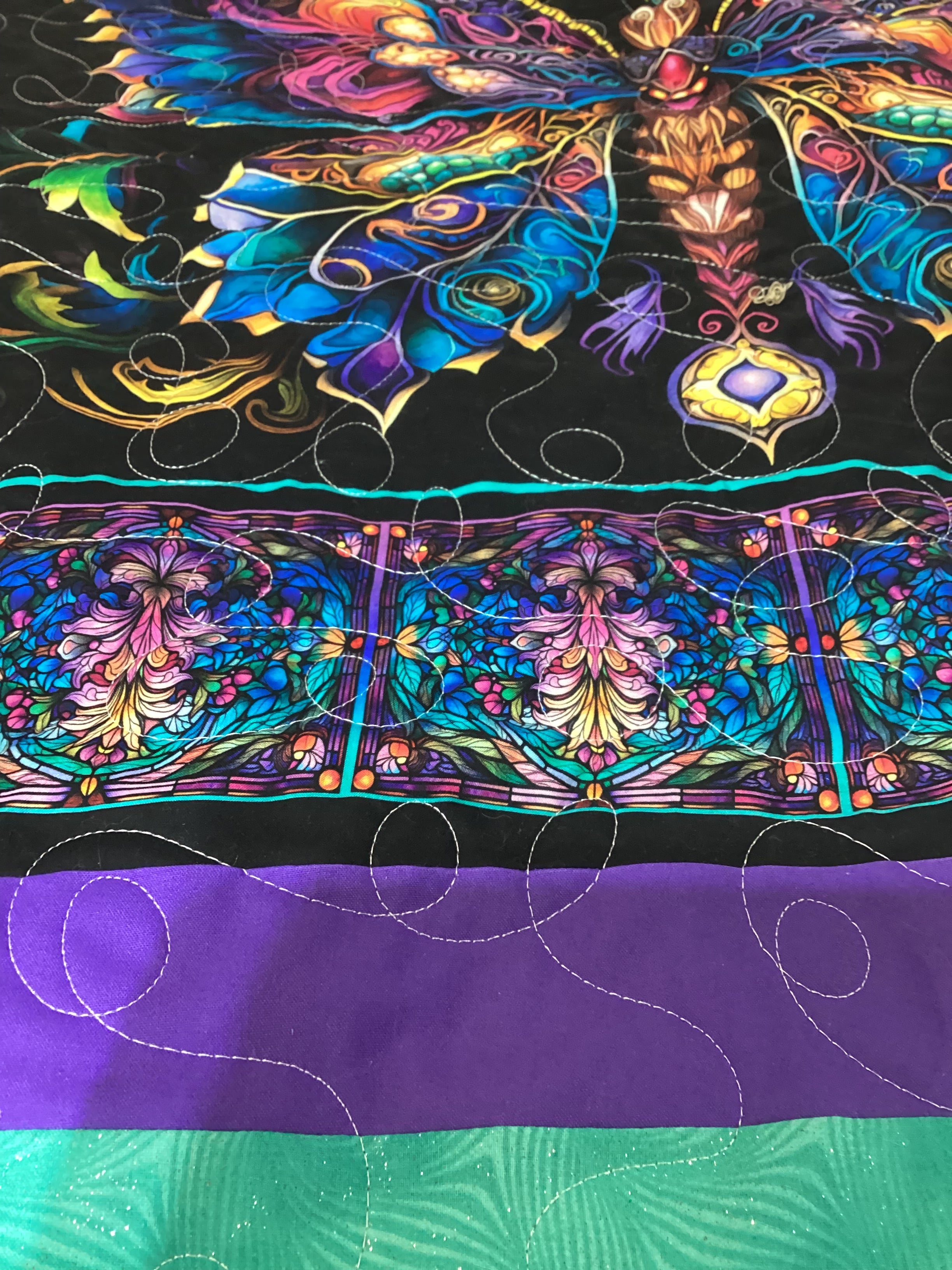A One-of-a-Kind Butterfly & Dragonfly Reversible Heirloom Quilt comforter bedspread duvet cover throw blanket