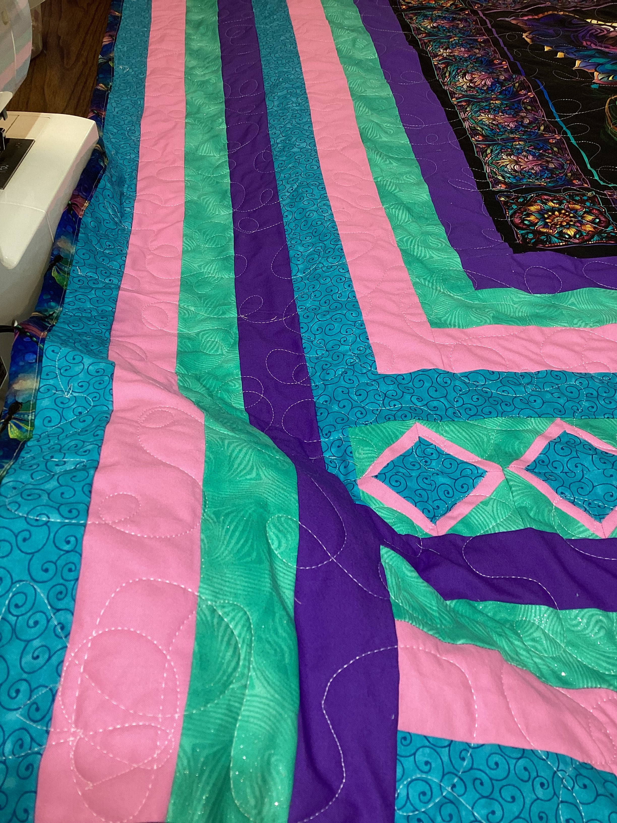 A One-of-a-Kind Butterfly & Dragonfly Reversible Heirloom Quilt comforter bedspread duvet cover throw blanket