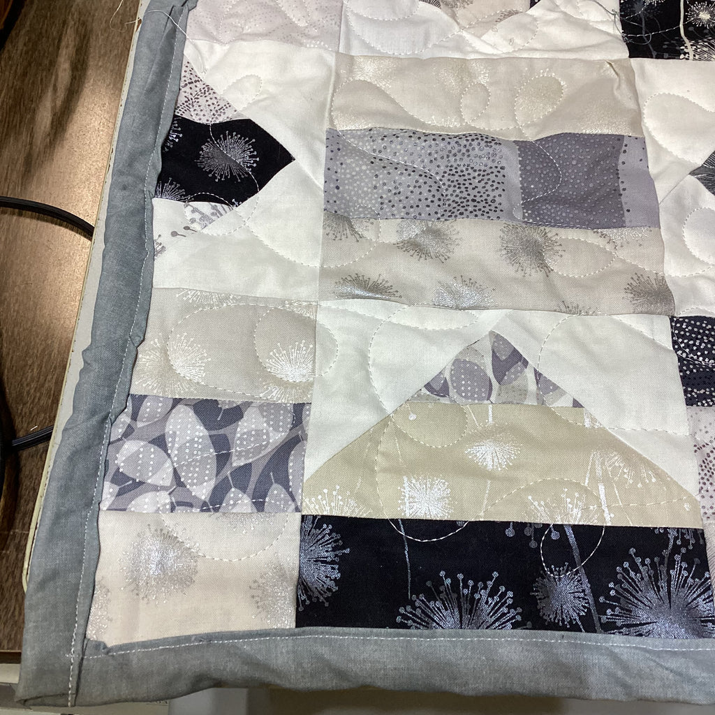Light weight Handmade Black White Gray Patchwork Quilt – Modern Throw Blanket – 69x69 Bedspread – One of a Kind Quilt Gift comforter