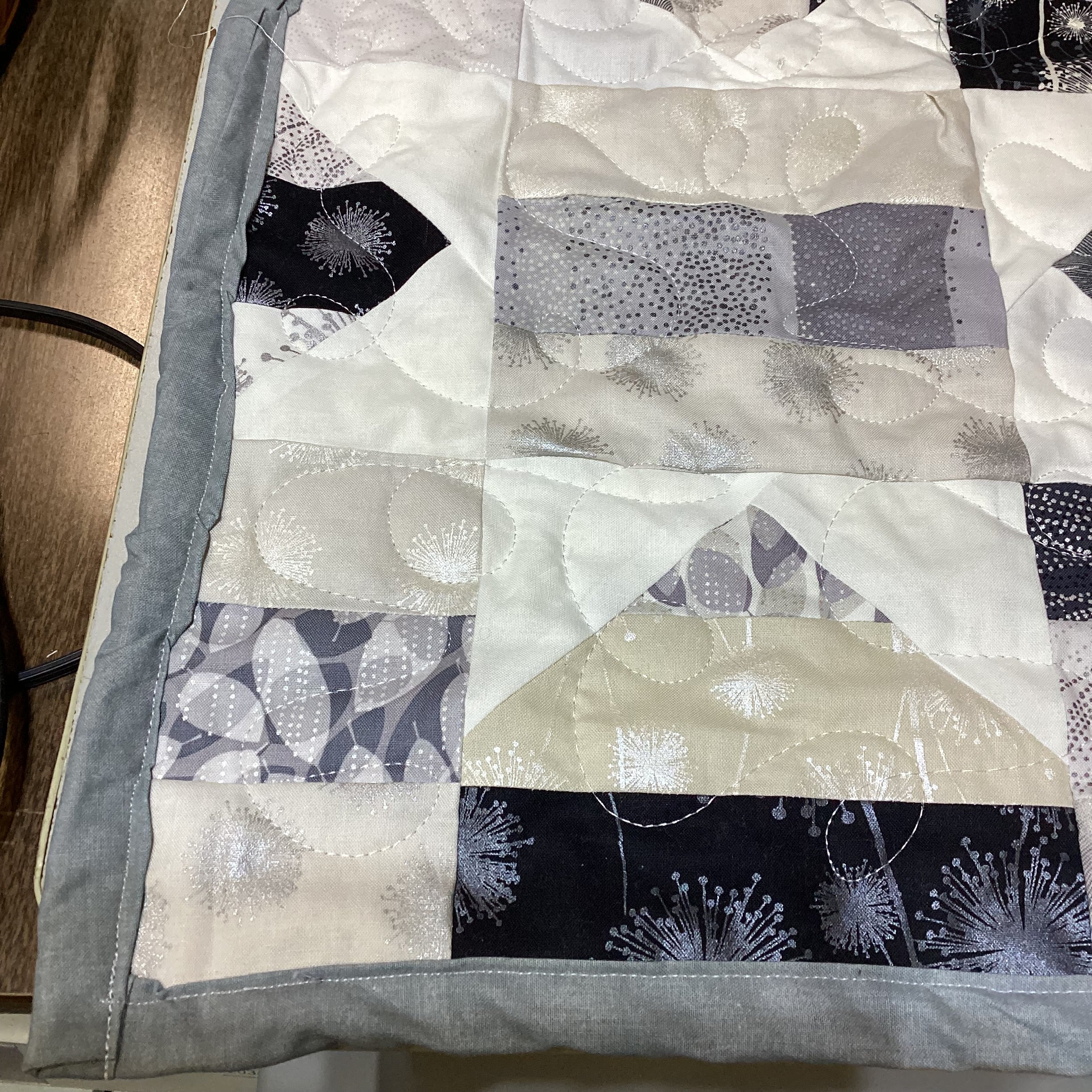 Light weight Handmade Black White Gray Patchwork Quilt – Modern Throw Blanket – 69x69 Bedspread – One of a Kind Quilt Gift comforter