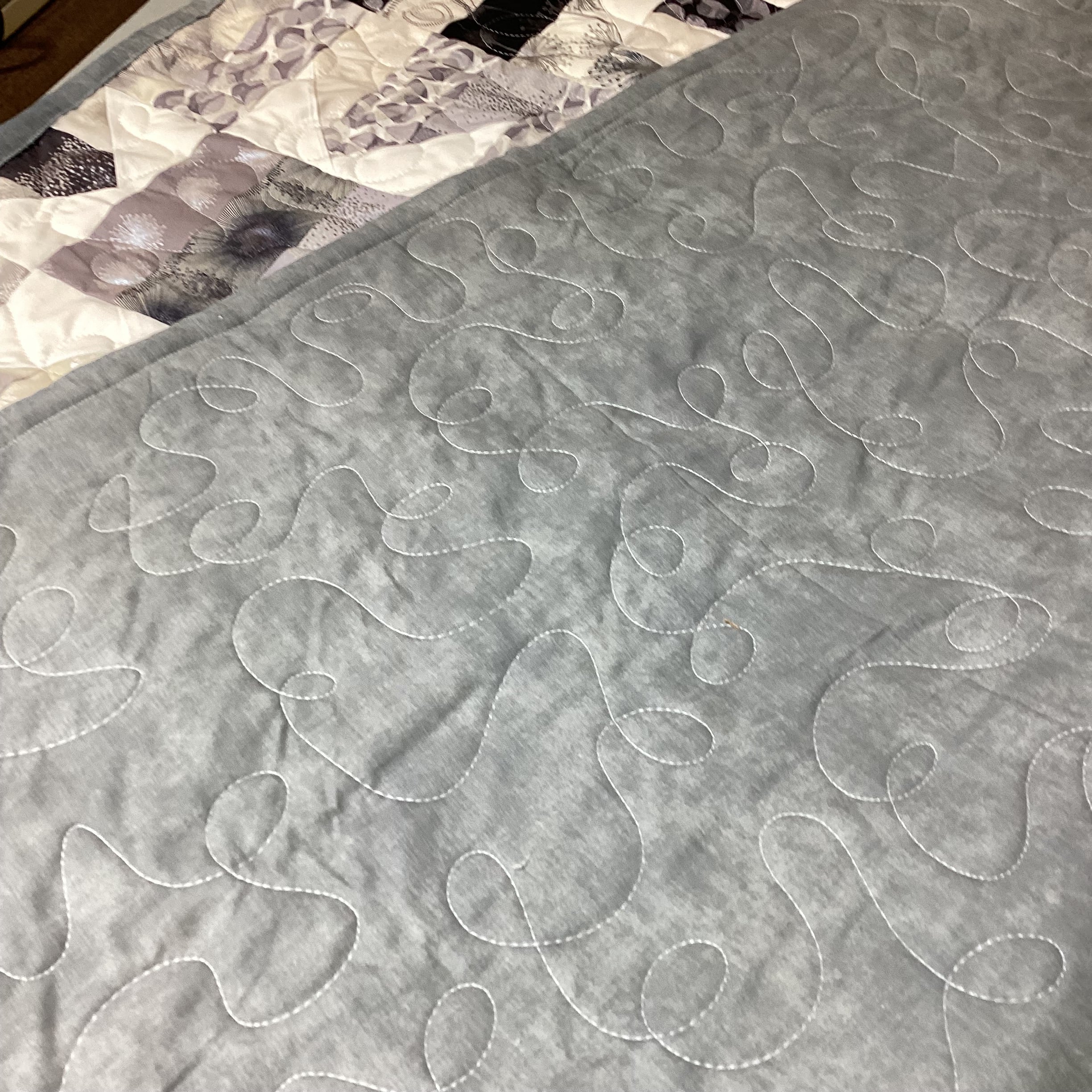 Light weight Handmade Black White Gray Patchwork Quilt – Modern Throw Blanket – 69x69 Bedspread – One of a Kind Quilt Gift comforter