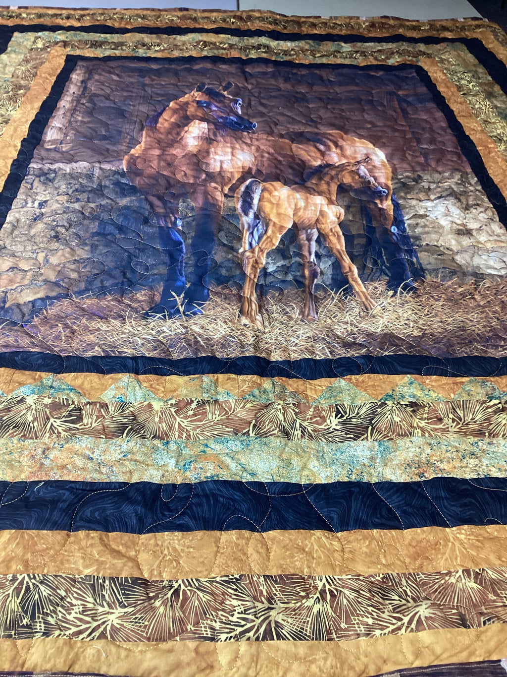 Whispering Equine Harmony Quilt – Handmade Full/ throw Blanket  comforter bedspread duvet cover throw blanket