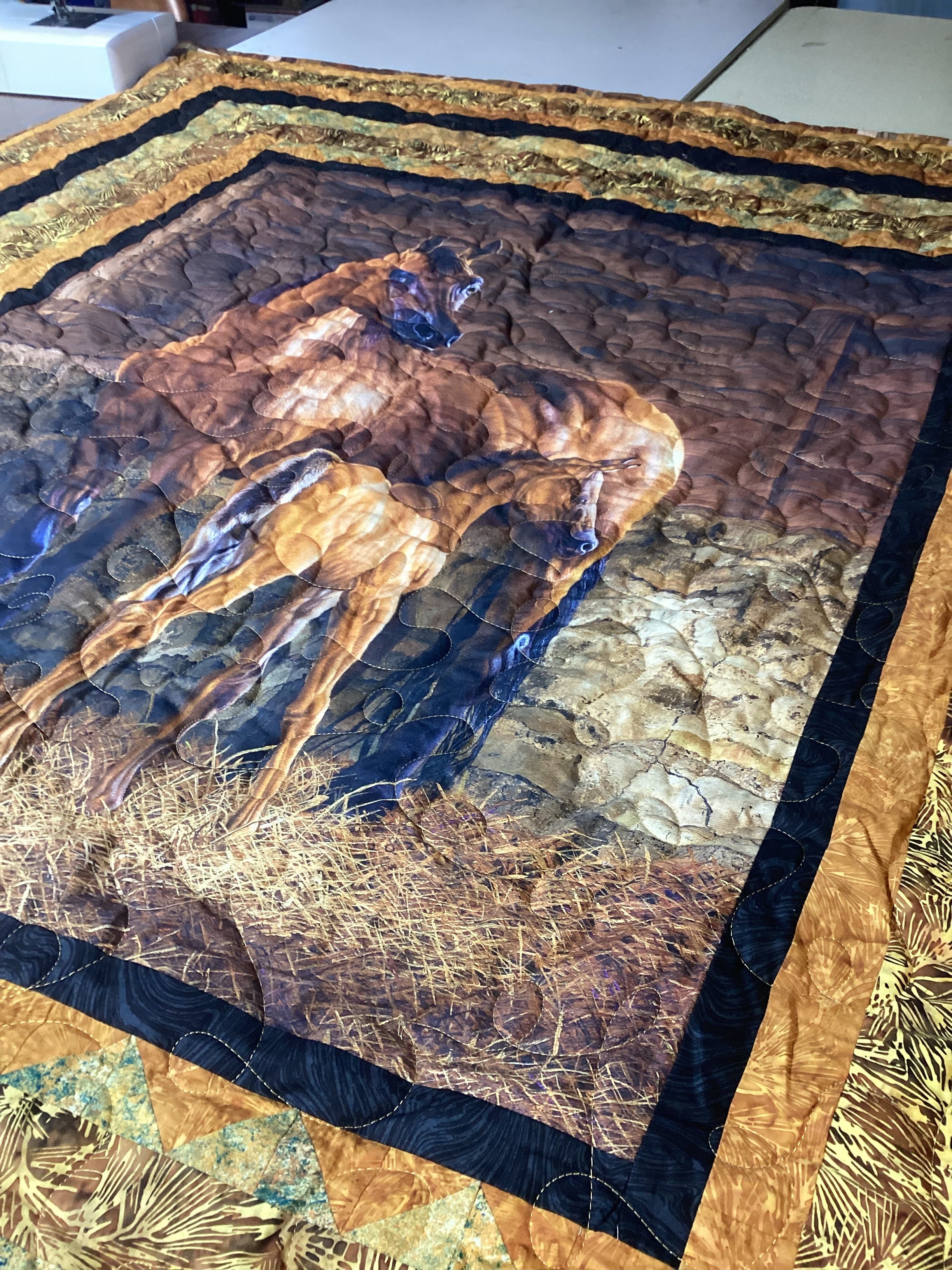 Whispering Equine Harmony Quilt – Handmade Full/ throw Blanket  comforter bedspread duvet cover throw blanket