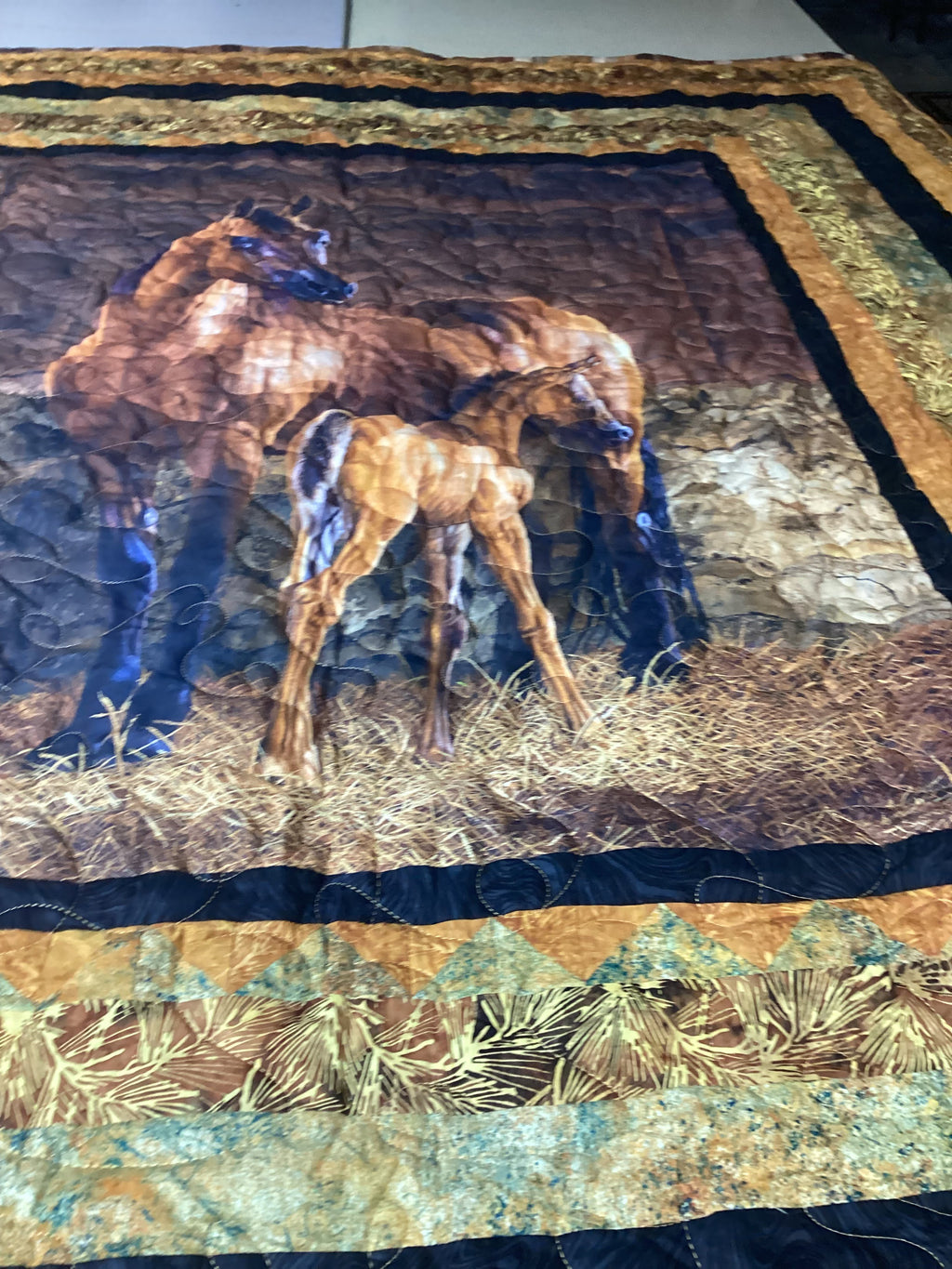 Whispering Equine Harmony Quilt – Handmade Full/ throw Blanket  comforter bedspread duvet cover throw blanket