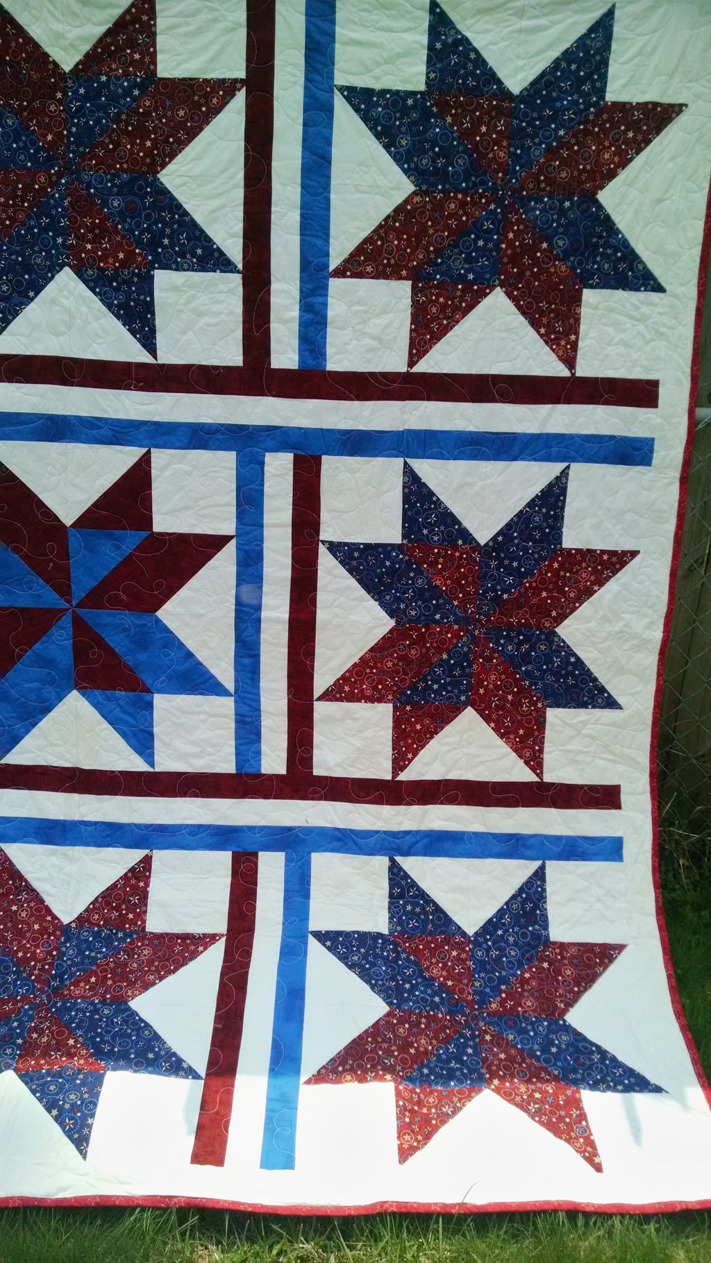 Personalized Star Quilt: Red, White & Blue Bedding  comforter bedspread gift idea