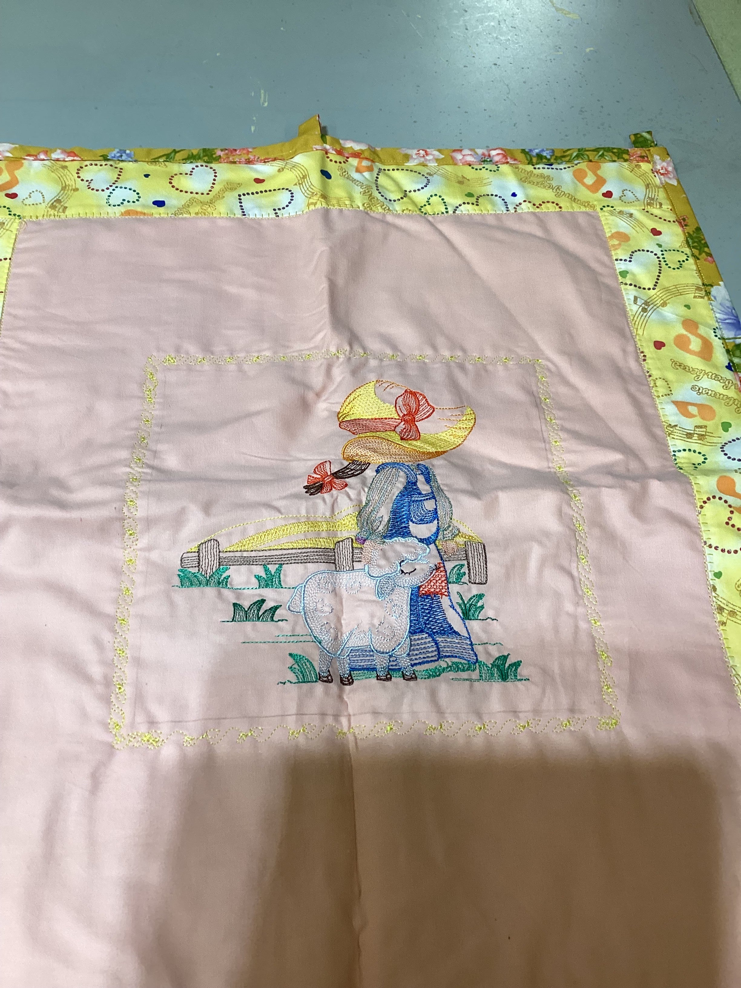 Embroidered Twin Quilt Gift Set, Bag, Wall Hanger,  comforter bedspread duvet cover gift idea