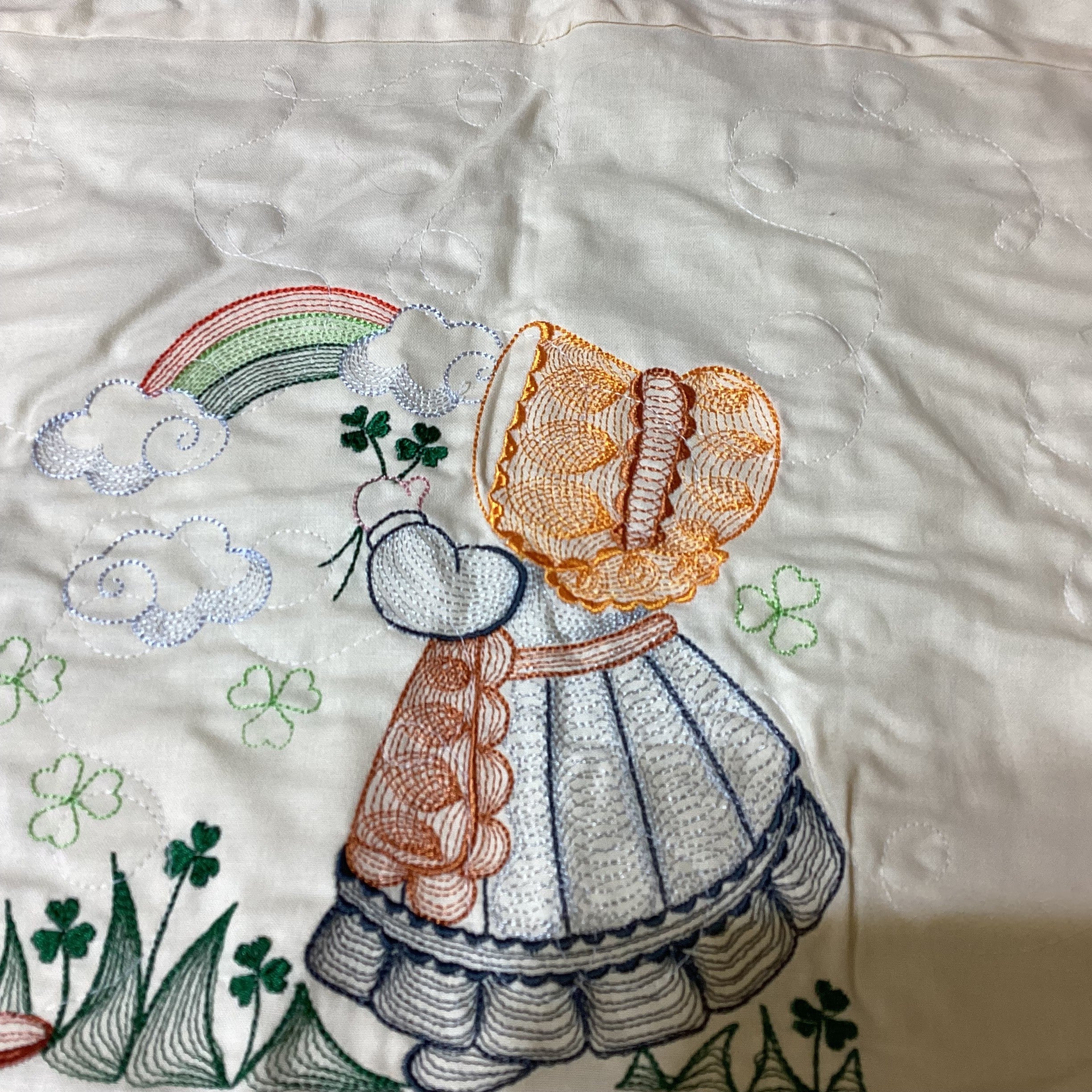 Embroidered Twin Quilt Gift Set, Bag, Wall Hanger,  comforter bedspread duvet cover gift idea