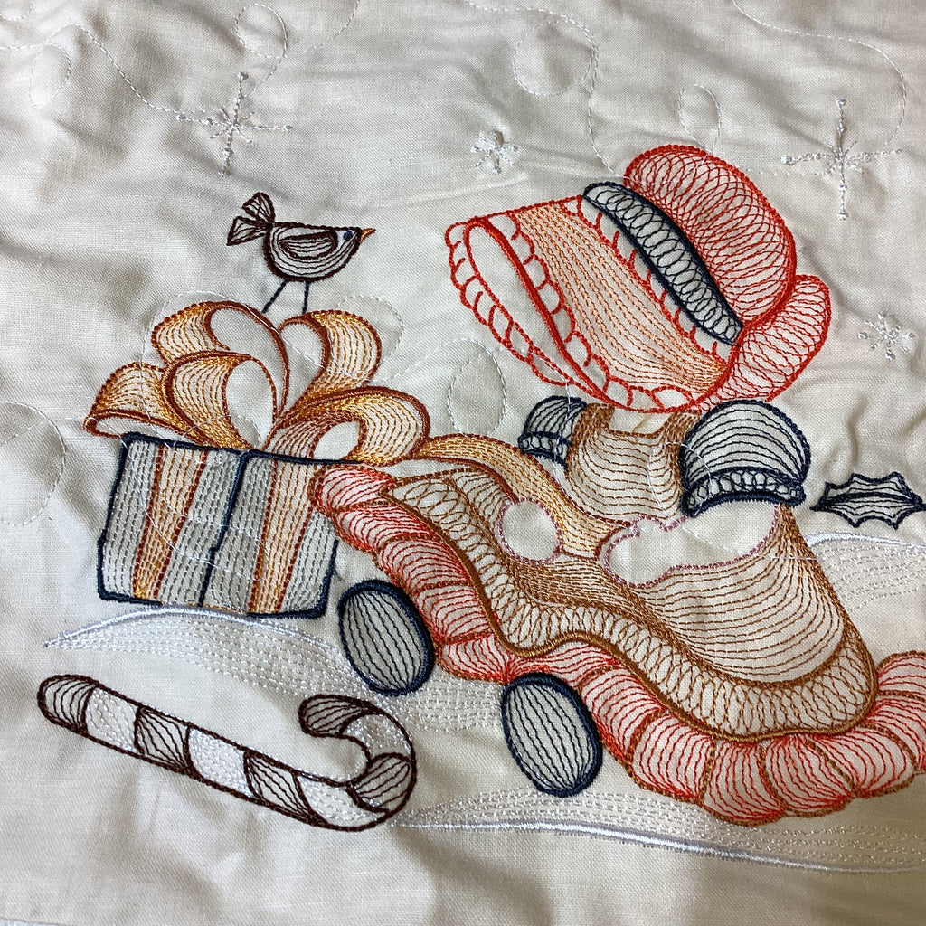 Embroidered Twin Quilt Gift Set, Bag, Wall Hanger,  comforter bedspread duvet cover gift idea