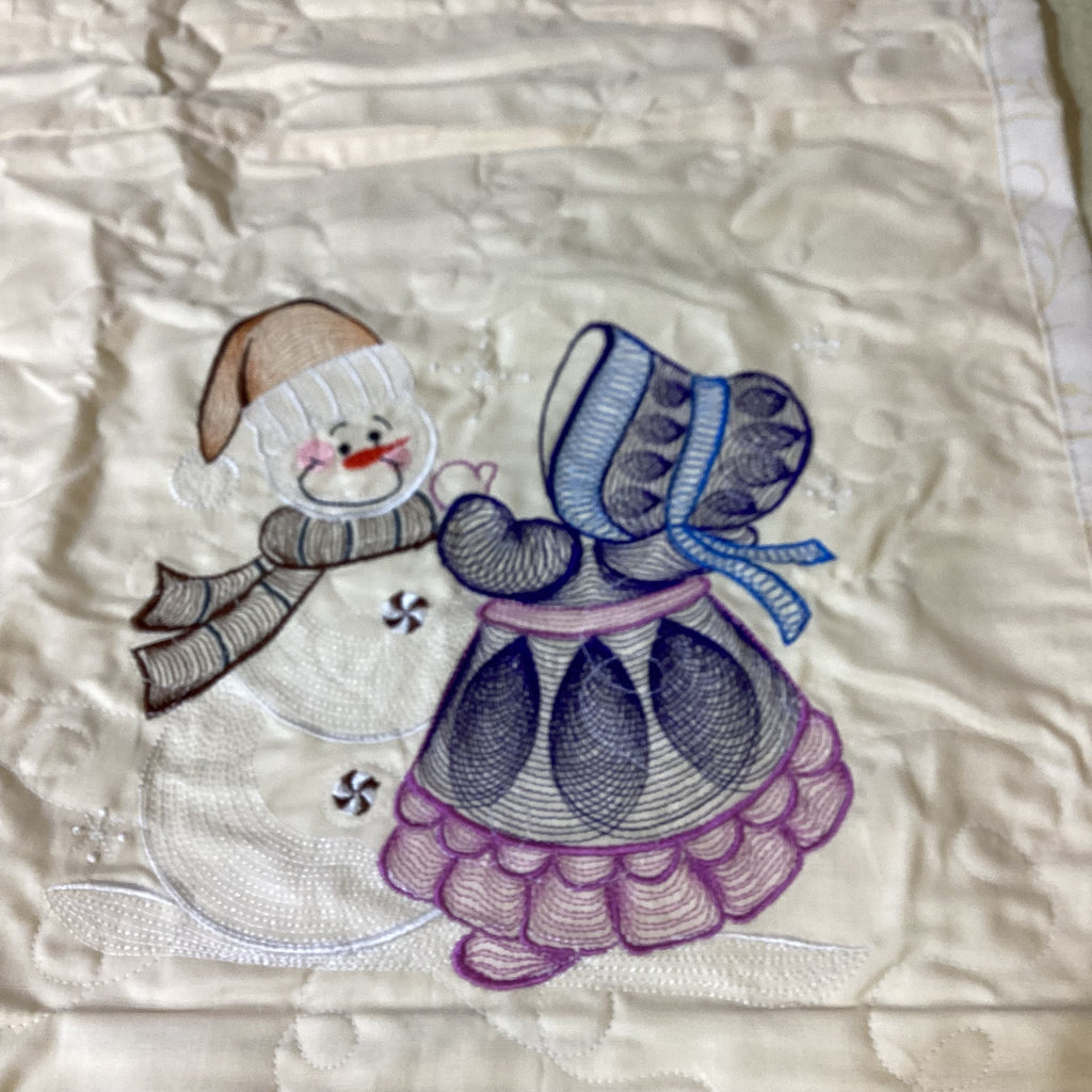 Embroidered Twin Quilt Gift Set, Bag, Wall Hanger,  comforter bedspread duvet cover gift idea