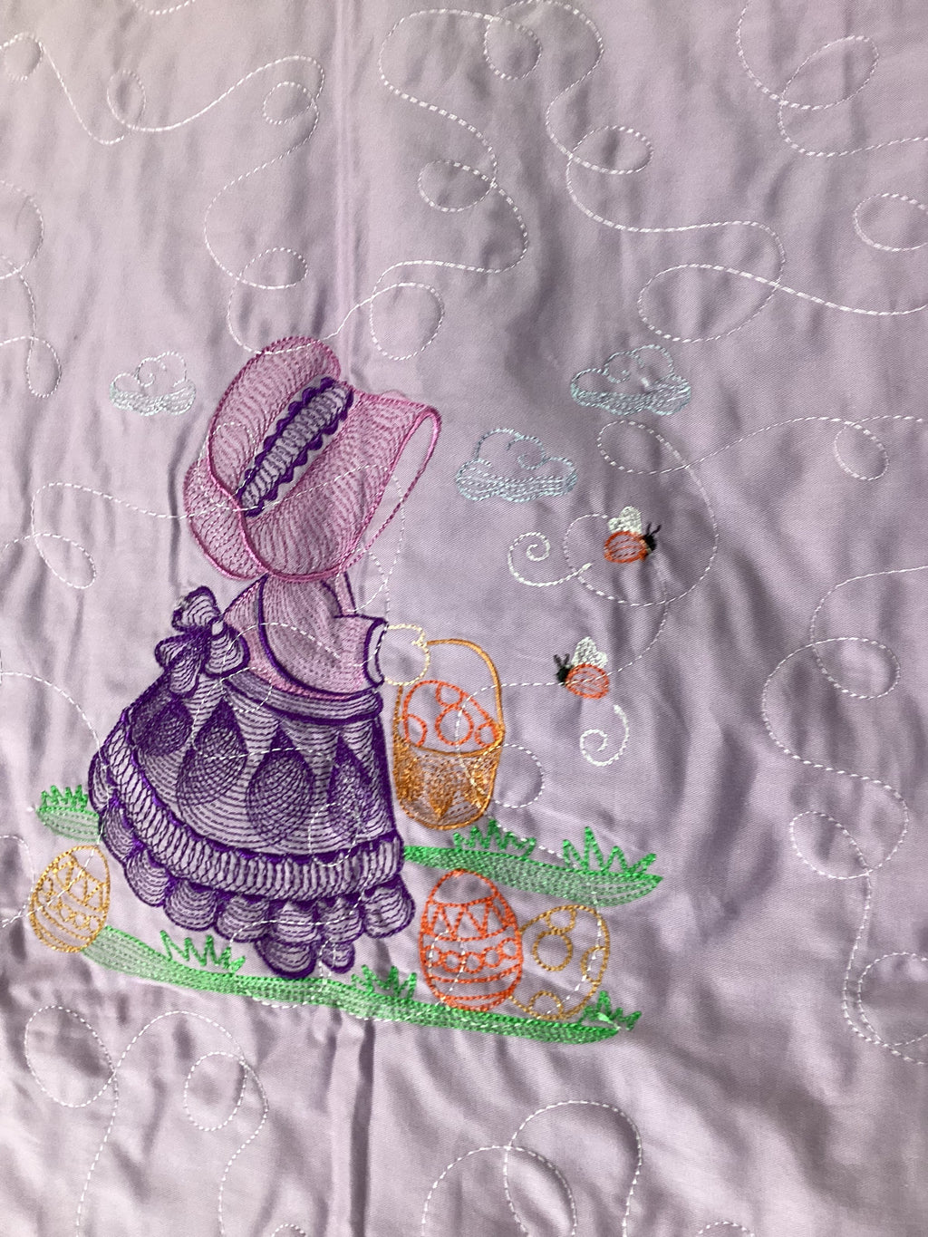 Handmade Little Bonnet Girl Quilt comforter bedspread duvet cover gift idea matching pillow