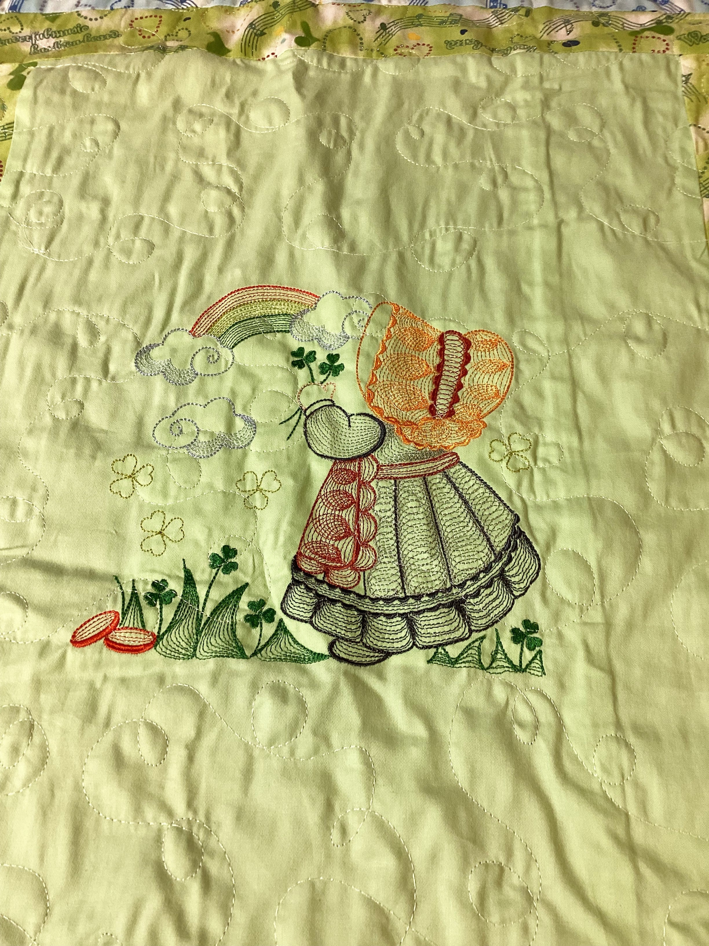Handmade Little Bonnet Girl Quilt comforter bedspread duvet cover gift idea matching pillow