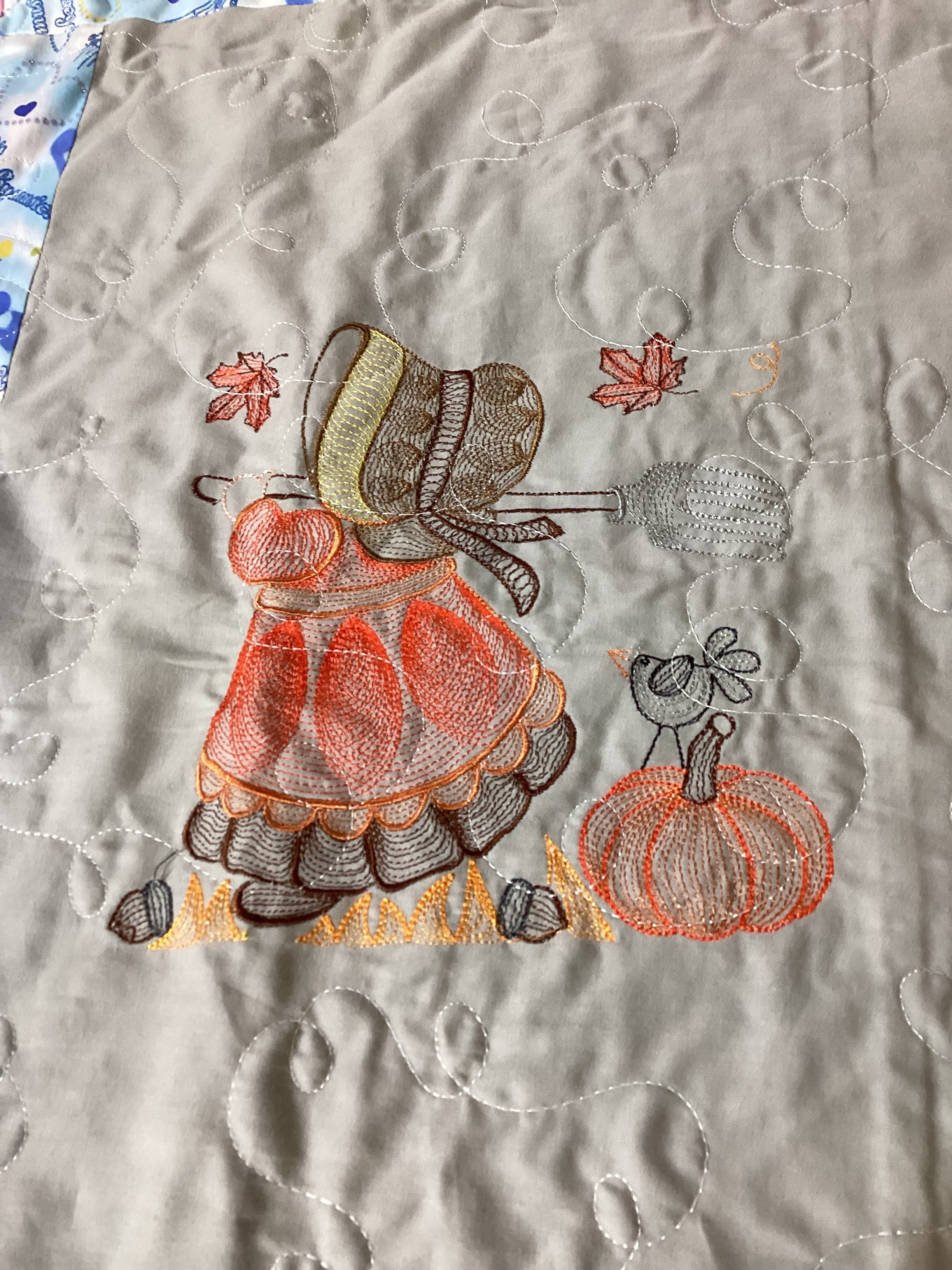 Handmade Little Bonnet Girl Quilt comforter bedspread duvet cover gift idea matching pillow