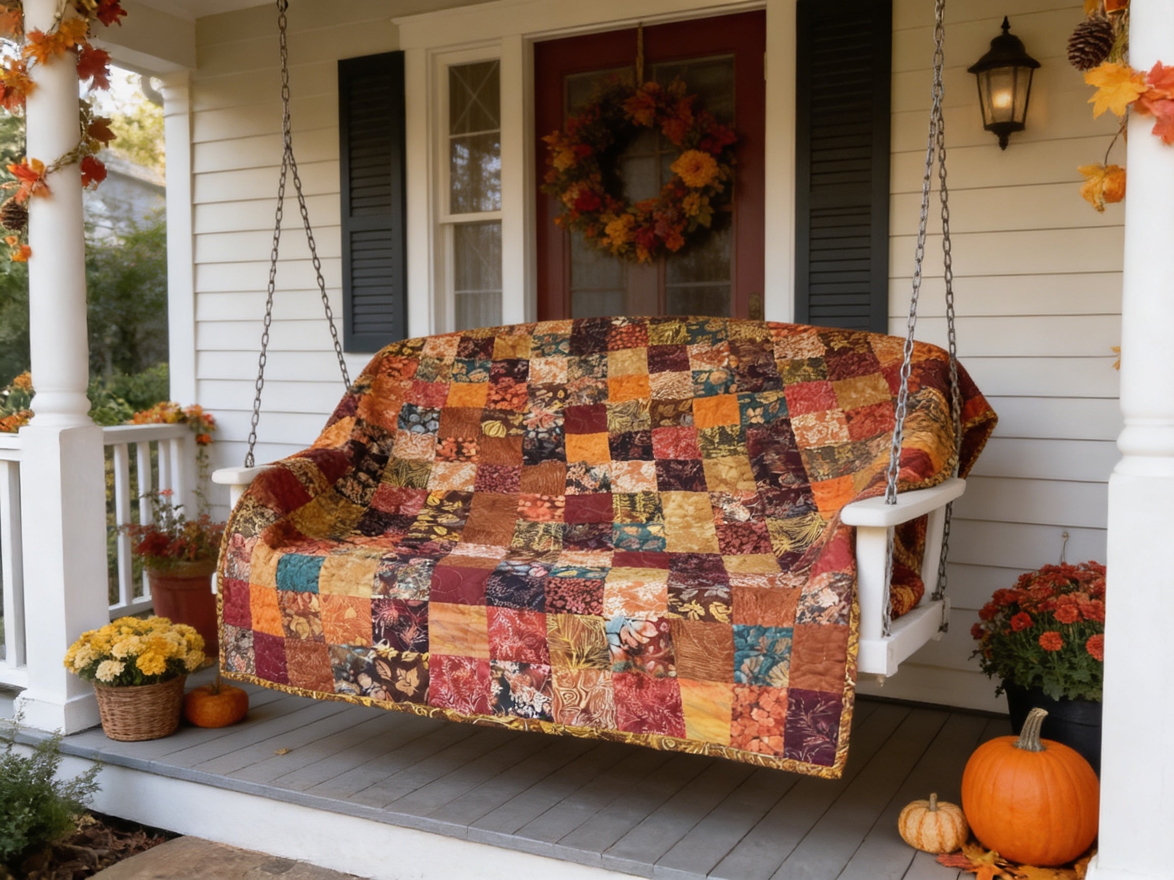 Handmade King Quilt – Earthy Brown Tones, Cotton Patchwork Bedspread