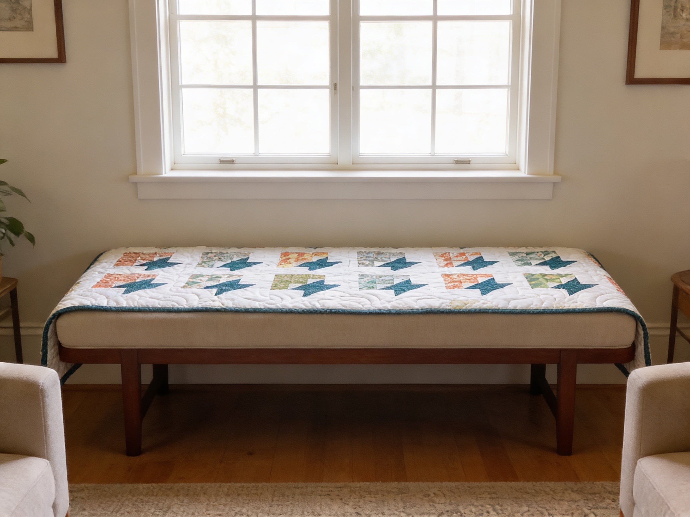 Handmade Modern Twin Quilt - Teal Reversible Bedding - Cozy Home Decor Gift  comforter bedspread gift idea
